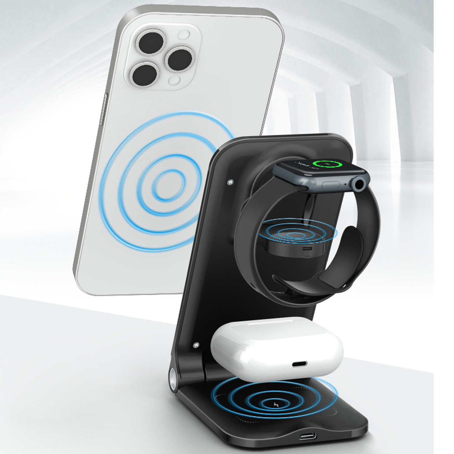 3 in 1 Foldable Wireless Charger Phone Stand 6