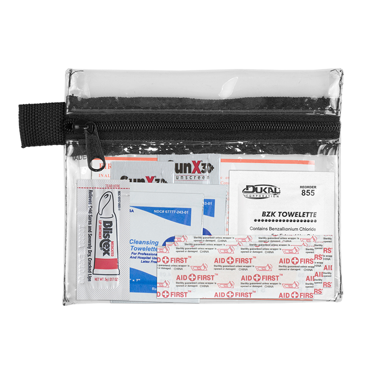 "Europa" 5 Piece Kit with 3-Ply Mask & Antiseptic Wipes in Zipper Pouch 6