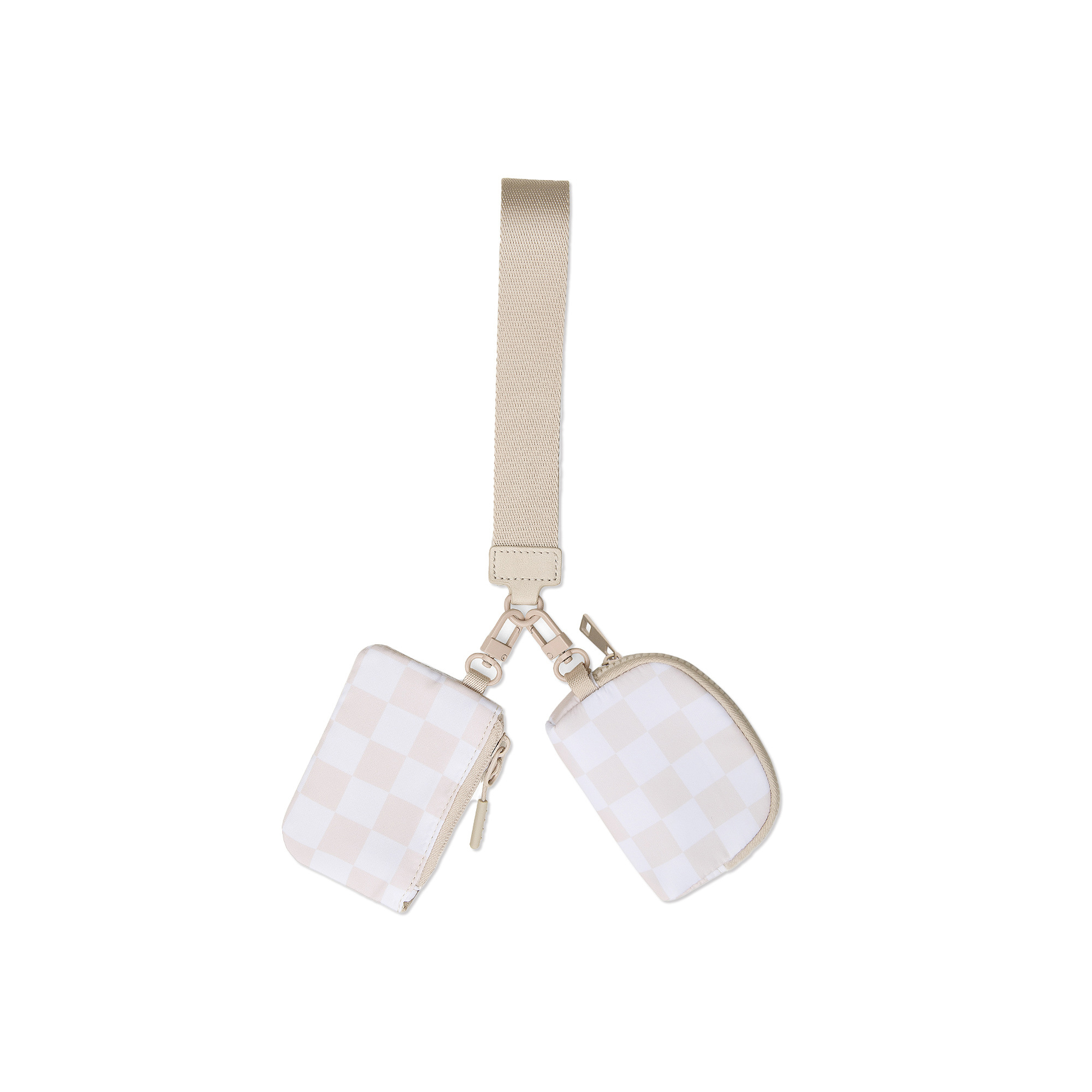 Nylon Dual Pouch Wristlet 3" x 4" With Zipper Strap 28