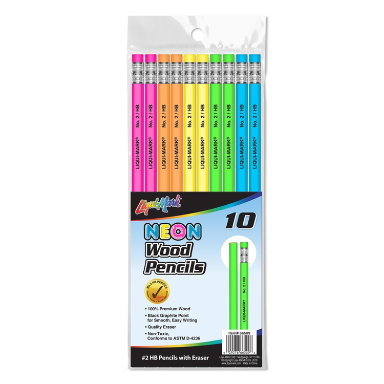 10 Pack of NEON #2 Pencils with Eraser