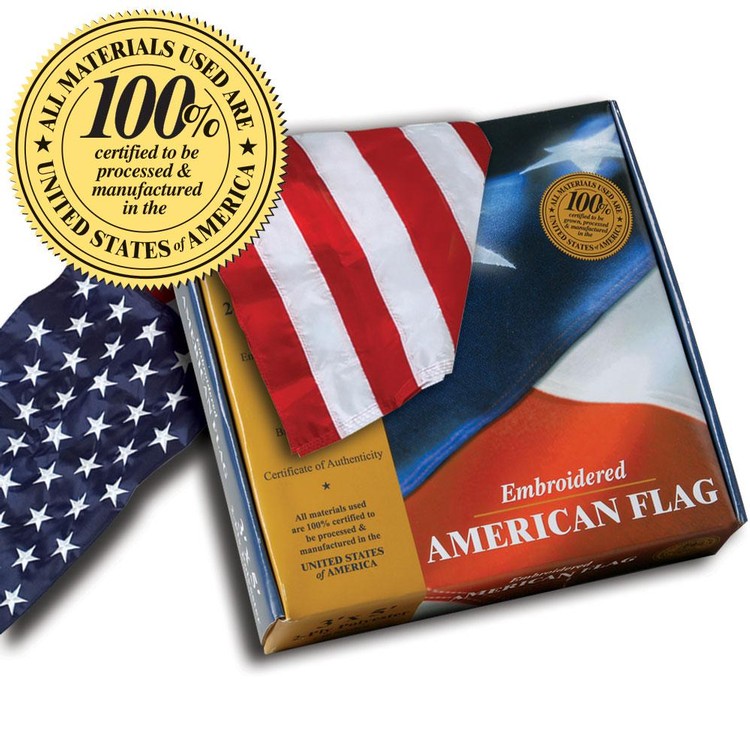 Embroidered Polyester U.S. Flag - 4' x 6' in Gift Box 2