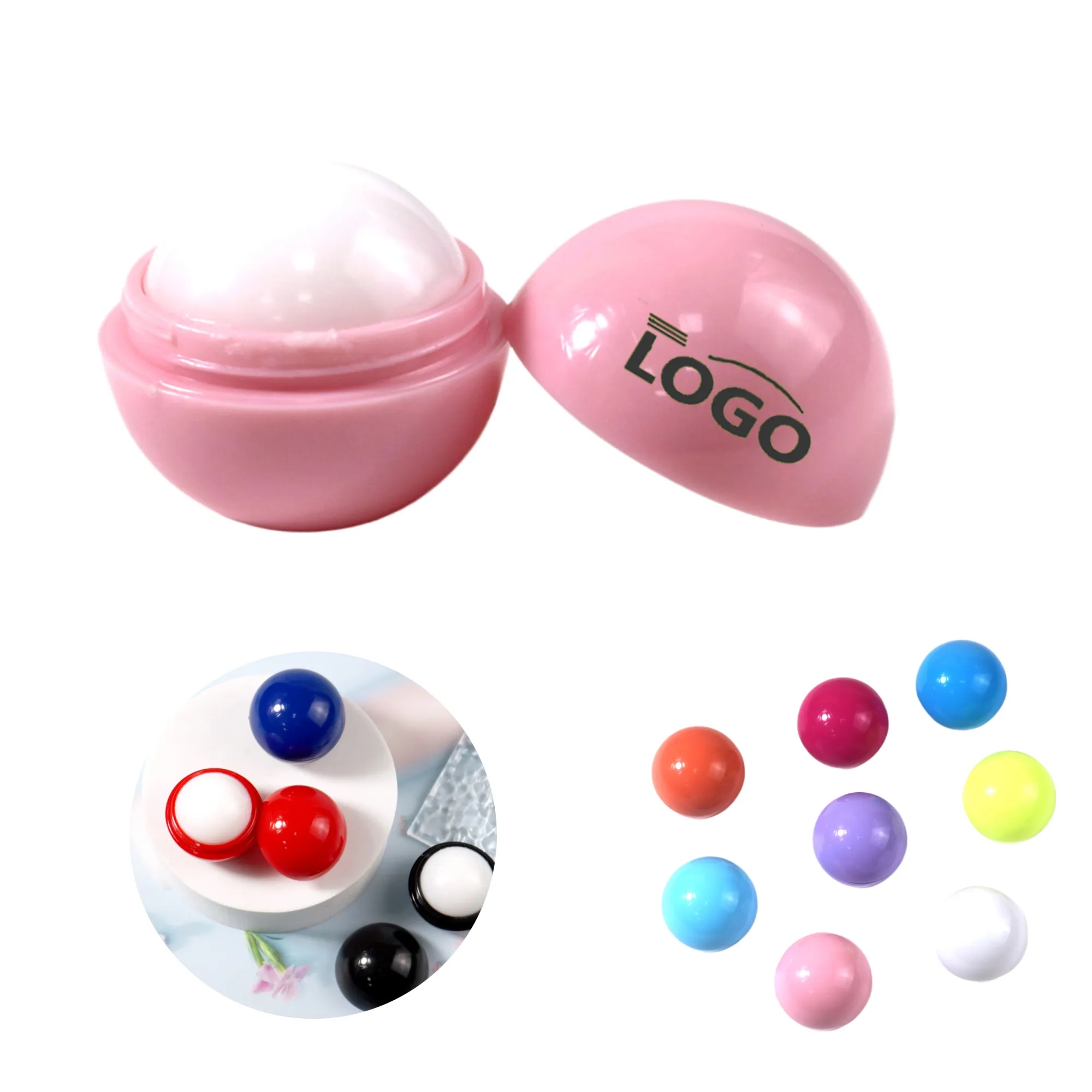 MOQ50 Creative Fruit Scented Round Ball Lip Balm 15
