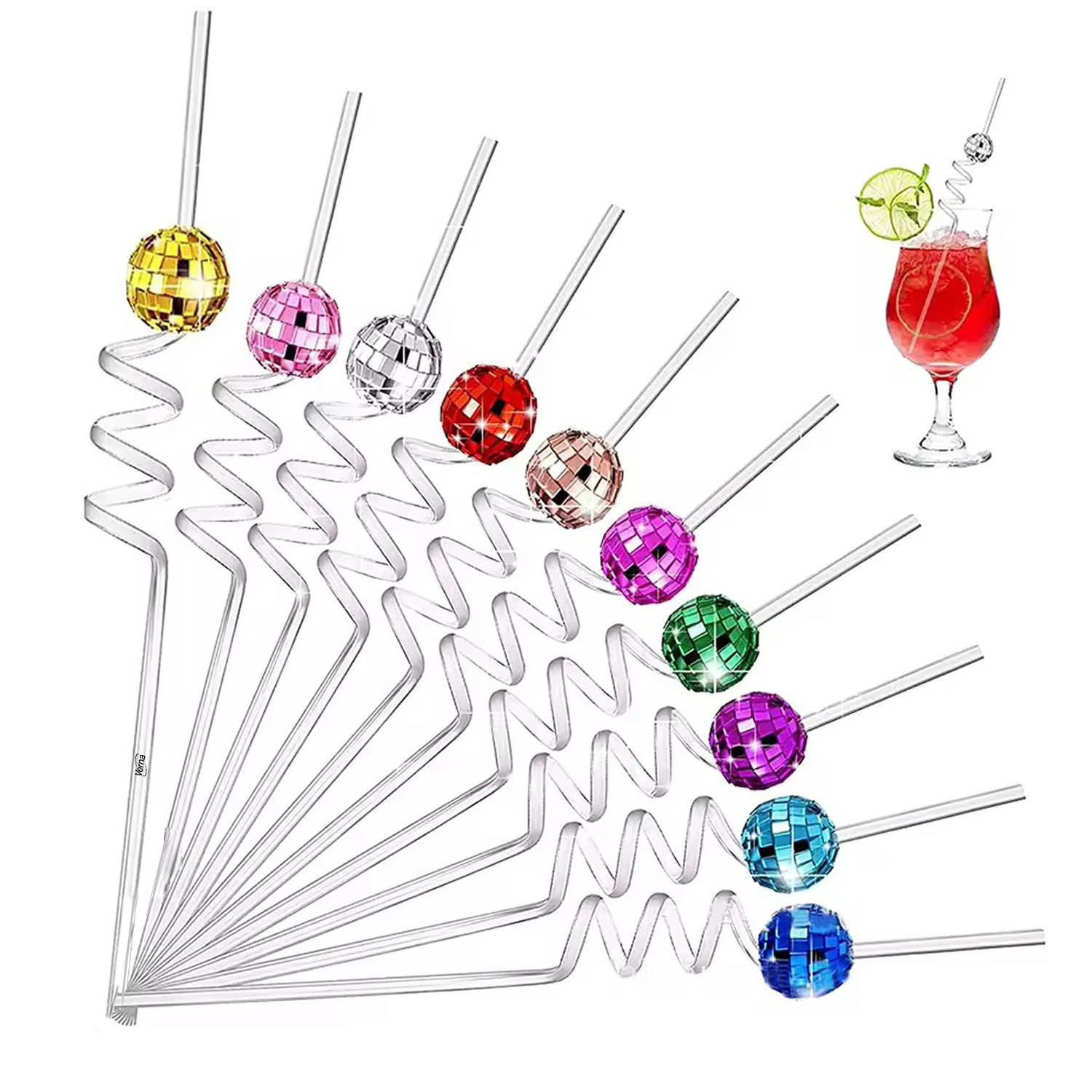 Disco Mirror Ball Plastic Straw 27
