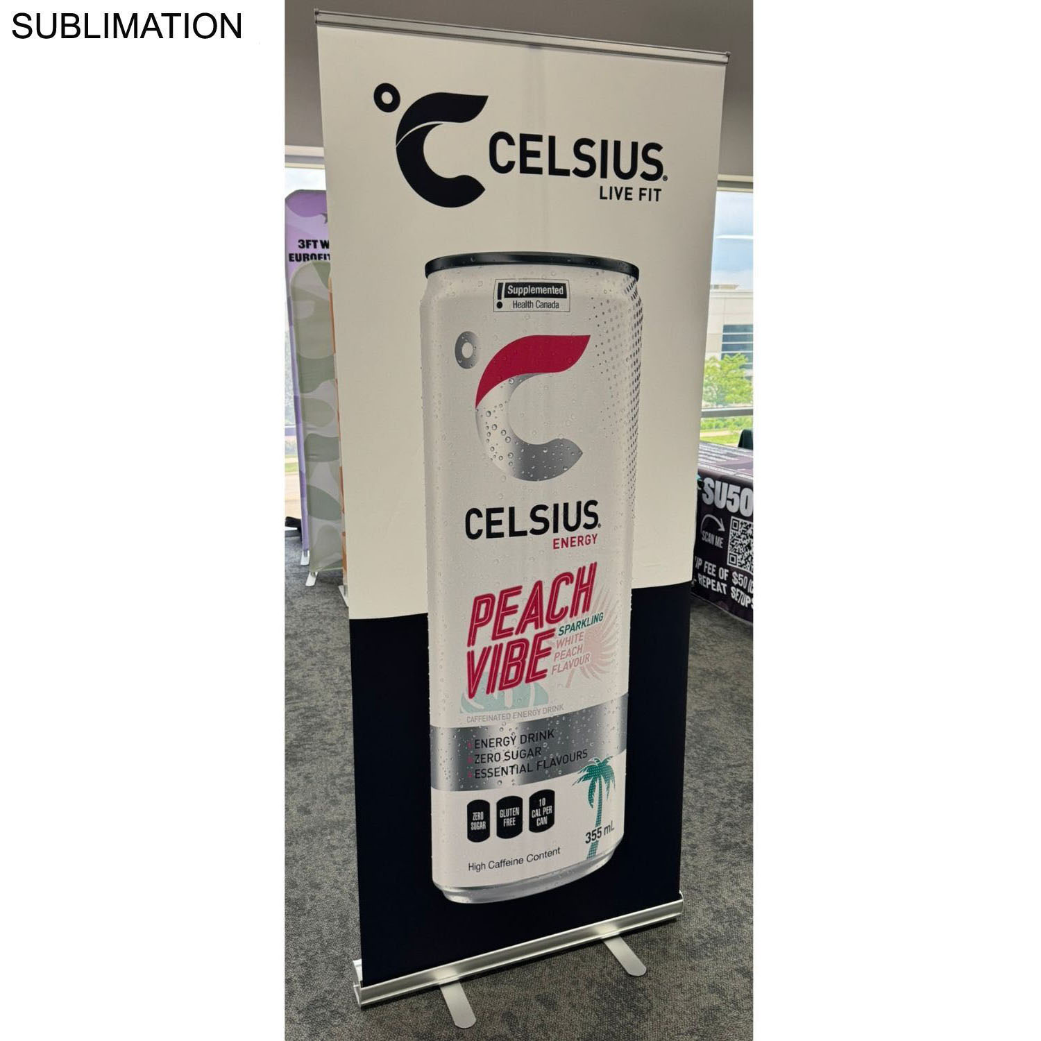 Sublimated Heavy Fabric Premium Retractable Pull Up Banner, Stand and Bag, 33.5x79, Standard base 20