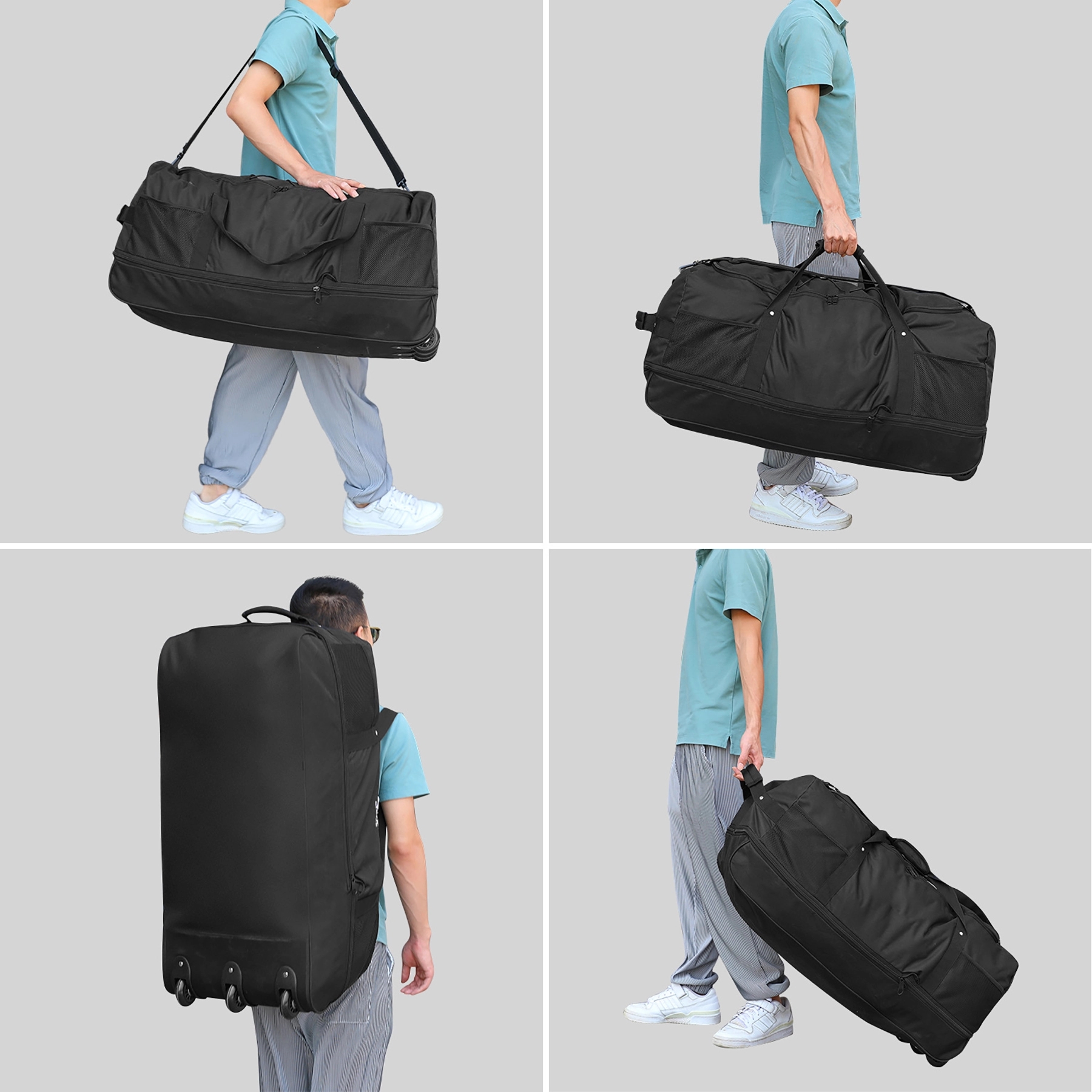 Durable Rolling Duffel Bag Backpack 4