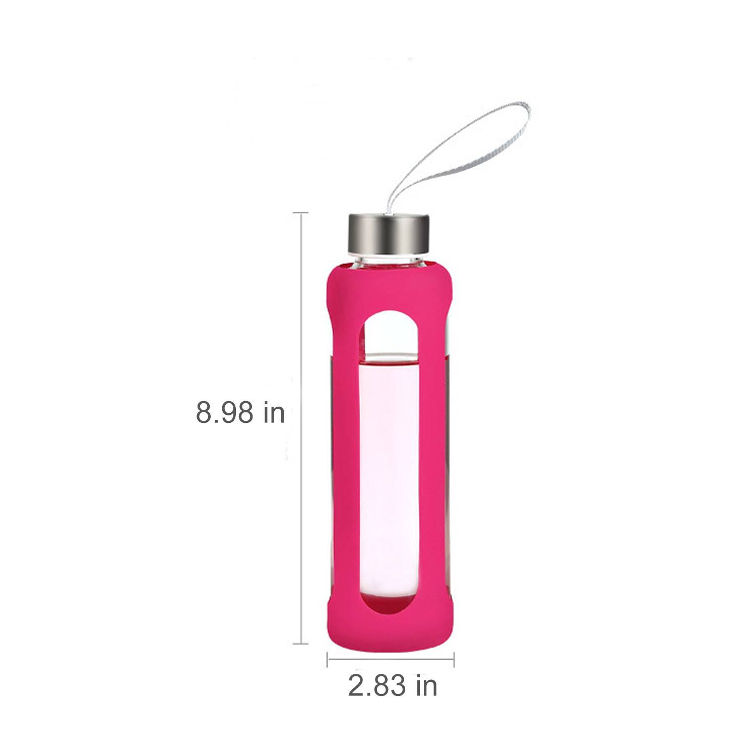 19oz Portable Silicone Sleeve Glass Sports Water Bottle 7