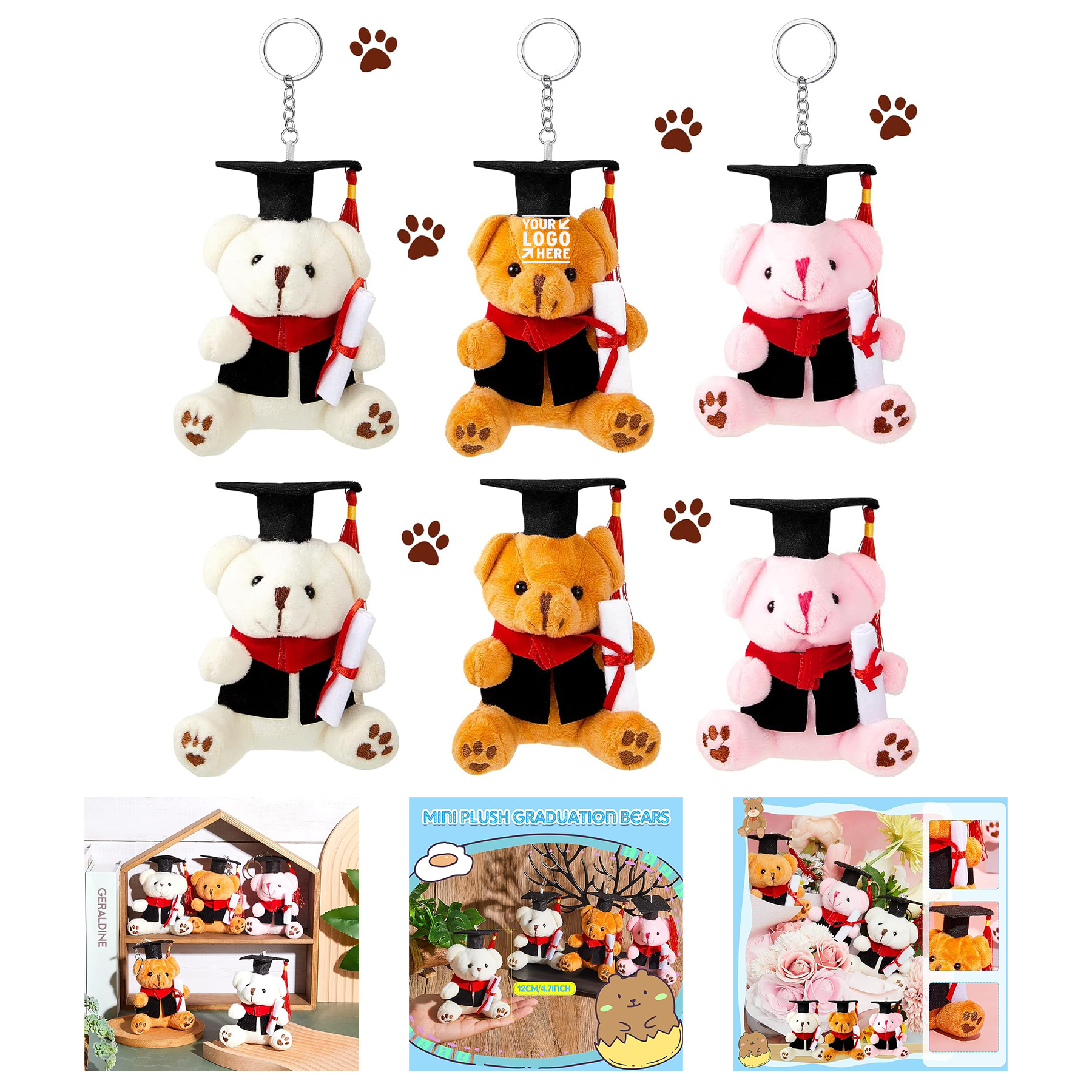 Mini Graduation Bear Keychain