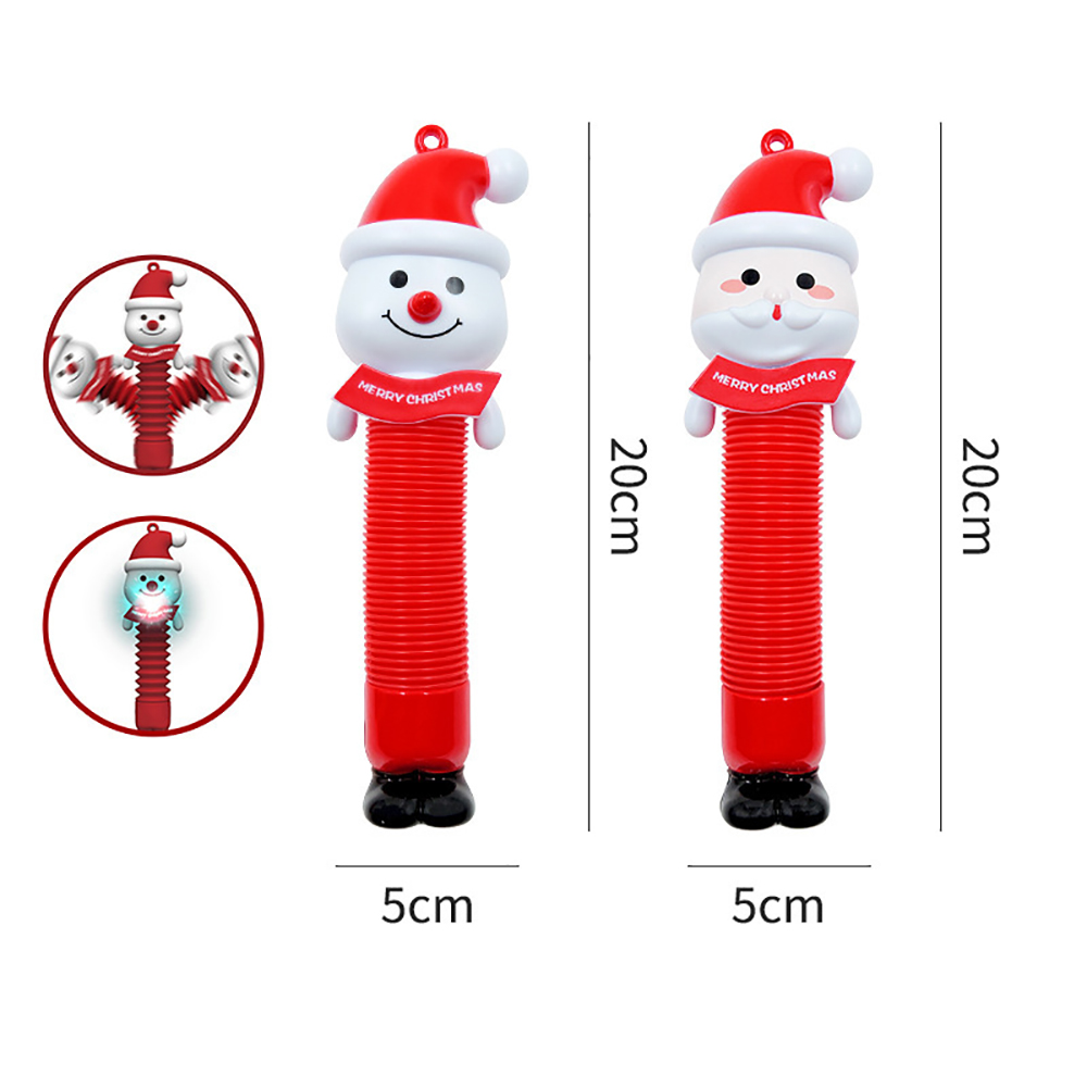 Christmas Santa Claus Pop Tube Decompression Toy with LED 3