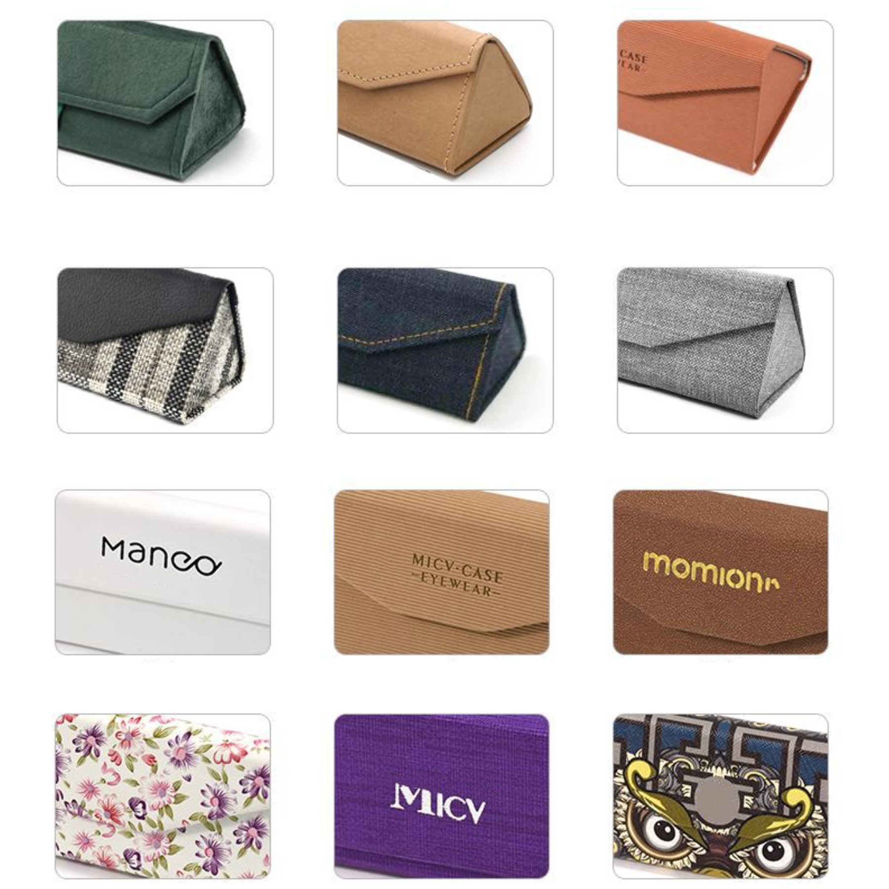 Portable Wood Grain Triangle Folding Glasses Case 2