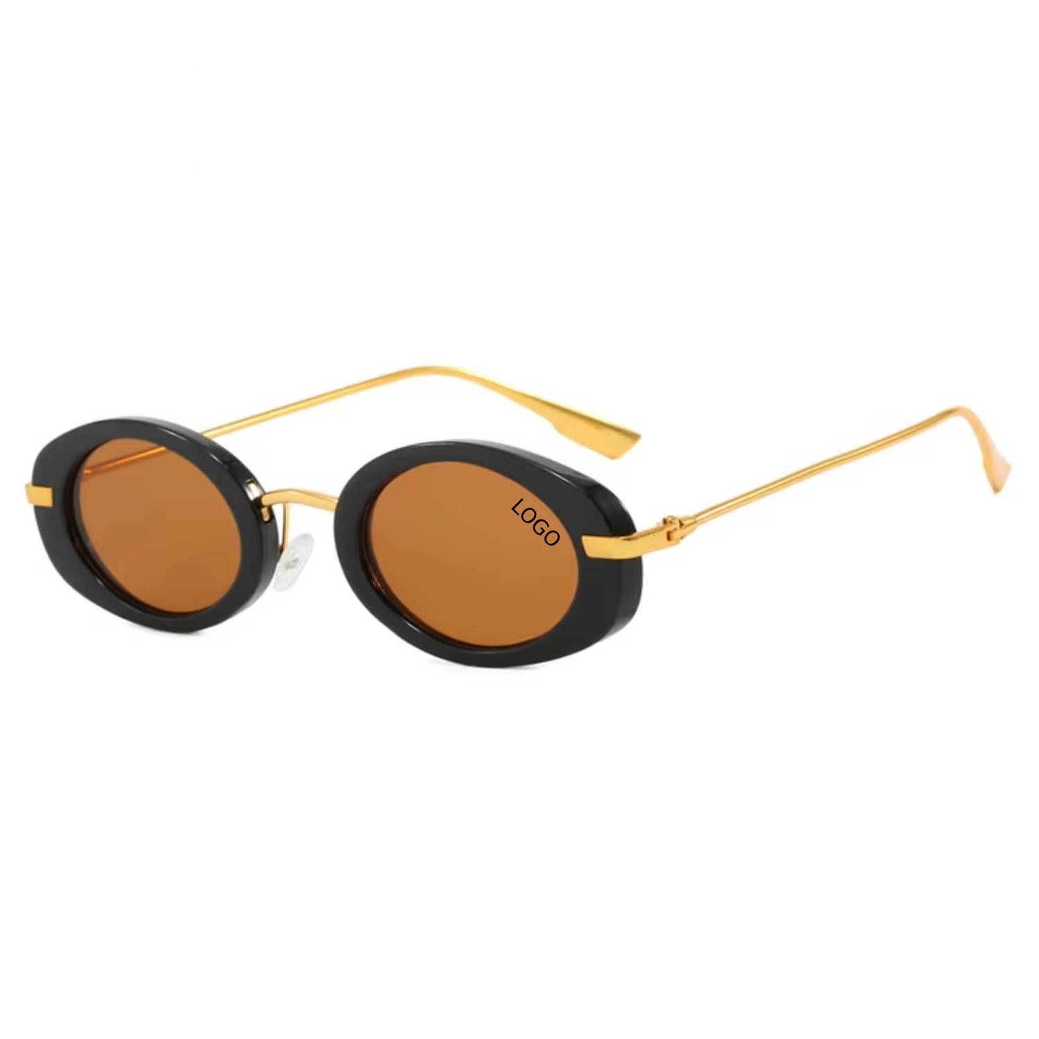 Unisex Oval Metal Temple Sunglasses 4