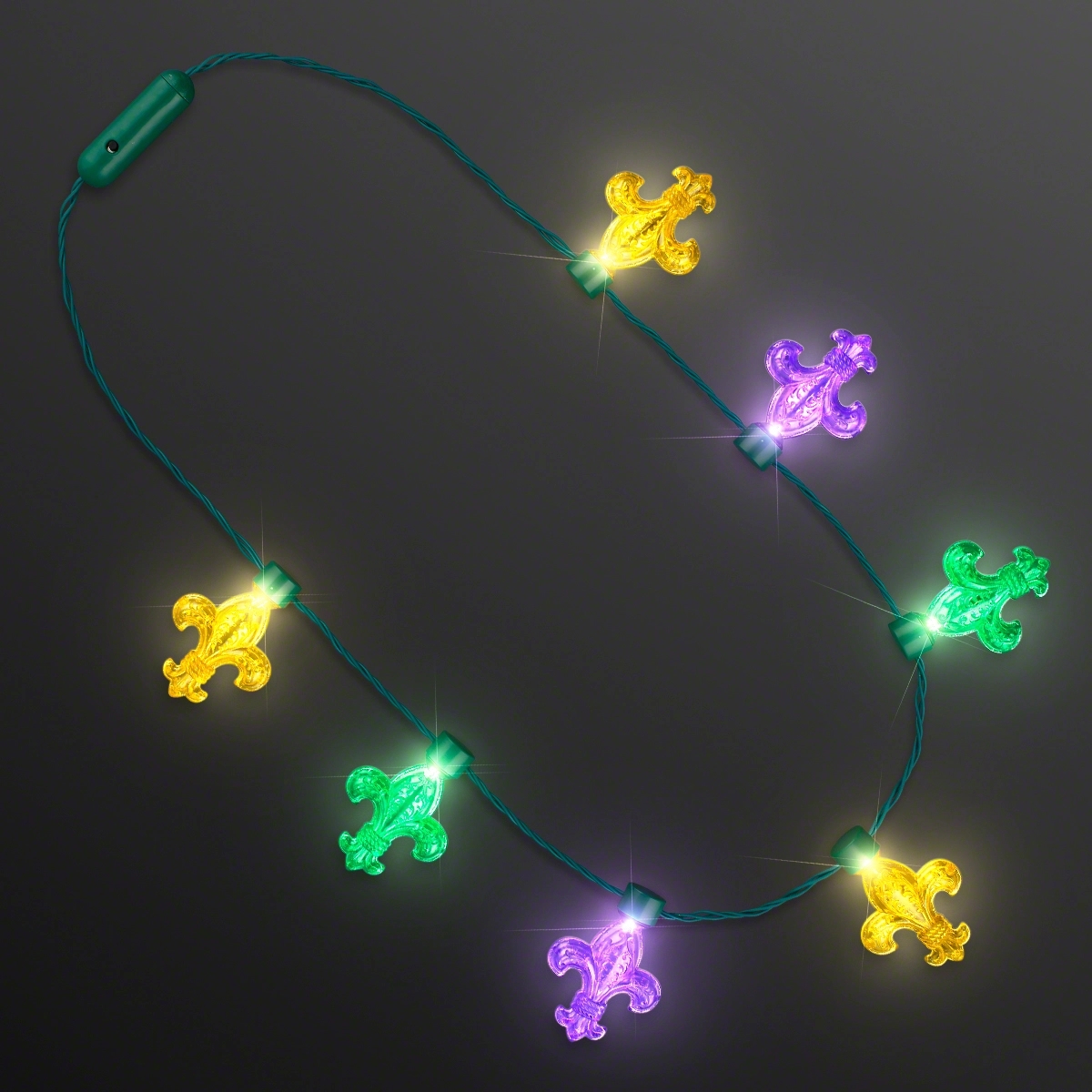 Fleur de Lis Light bulbs Mardi Gras Necklace 3