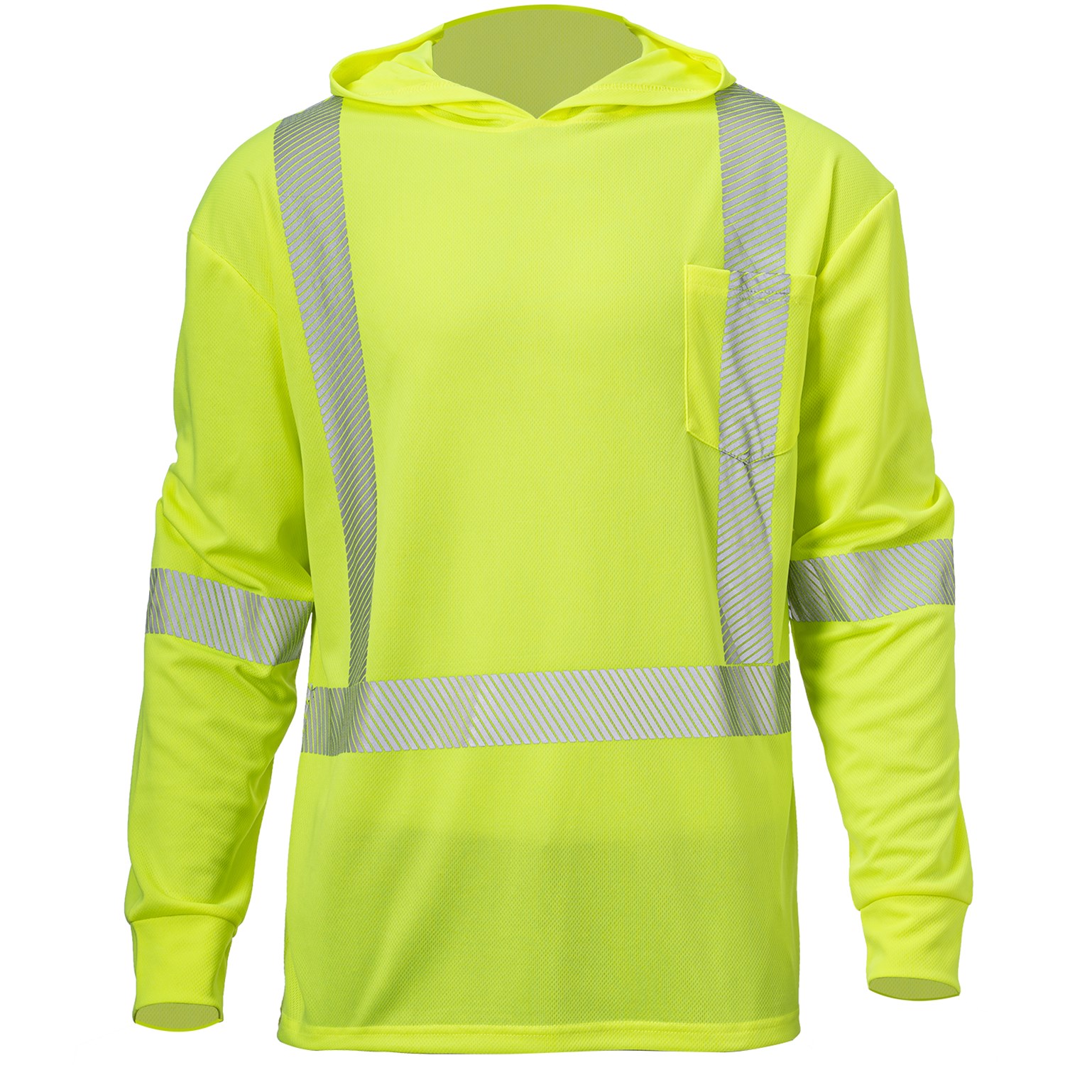 3.8 Oz. Polyester Class 3 Segmented Tape Cross Back Safety Hooded Pocket T-Shirt 3