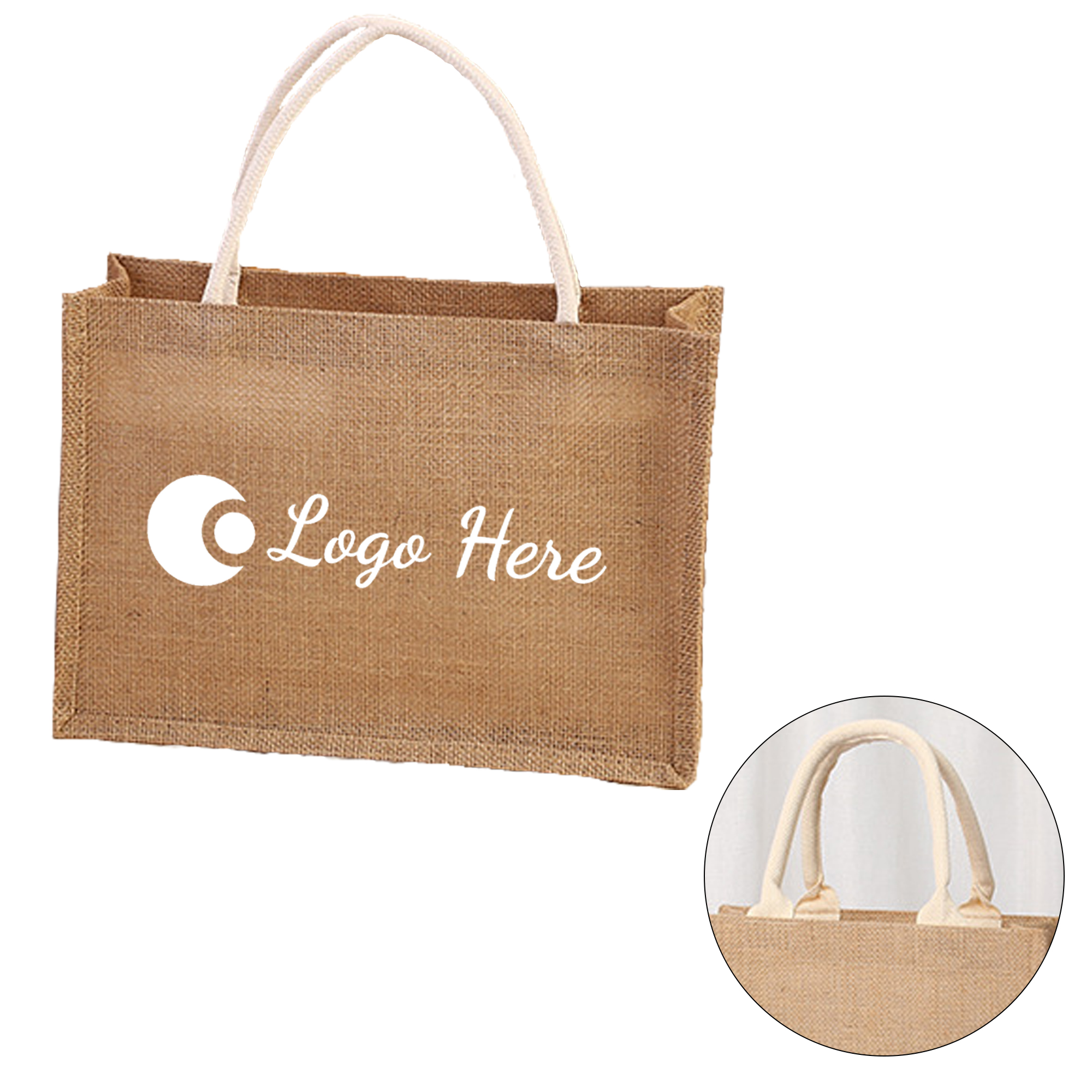 Eco-Friendly Natural Burlap Tote, custom tote bag with logo imprint 2