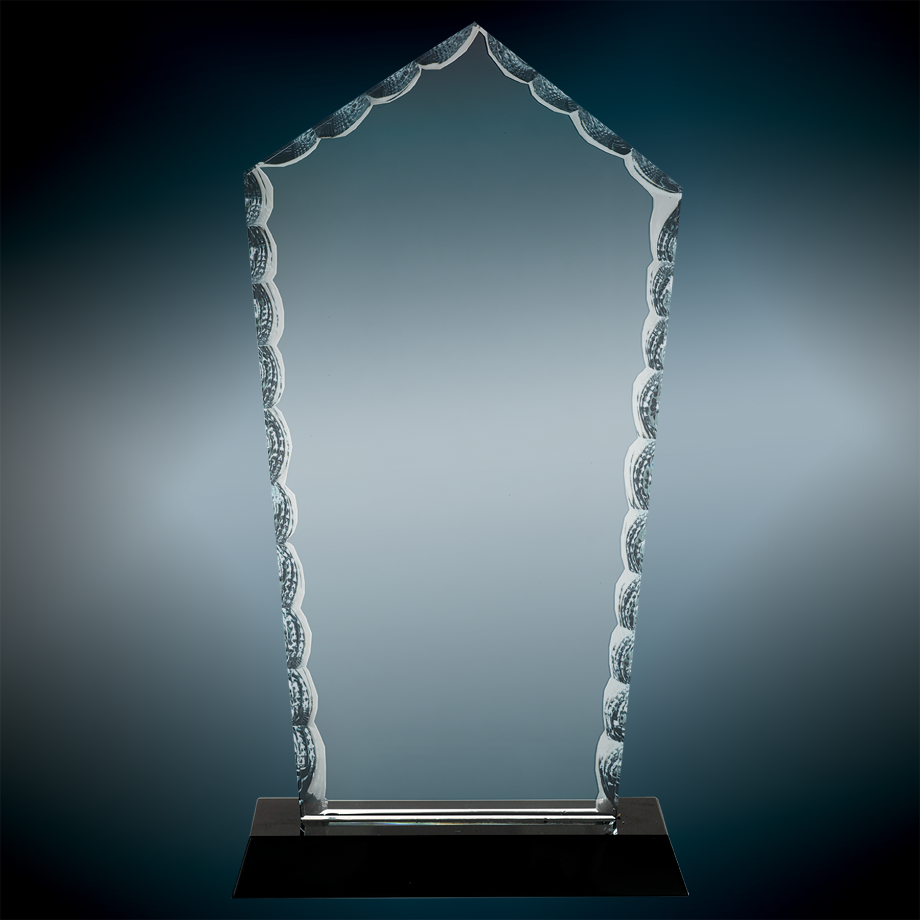 7 3/4" Diamond Facet Glass Award On Black Base 6