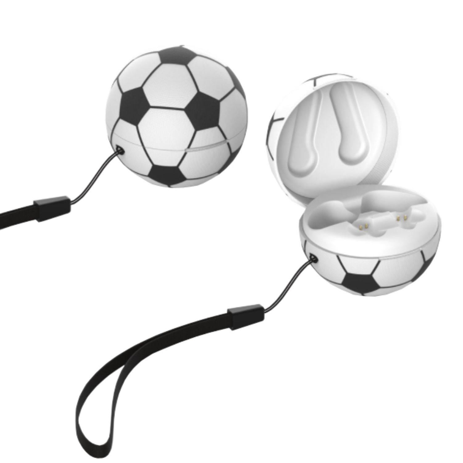 Soccer Style Wireless Earbuds w/ Custom Imprint & Charging Case Earphones 3