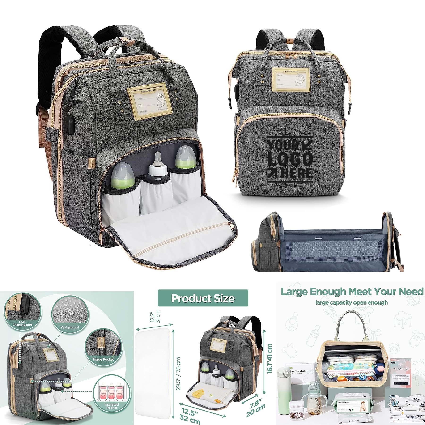 Baby Shower Gift Newborn Essentials Diaper Bags for Dad Mom 2
