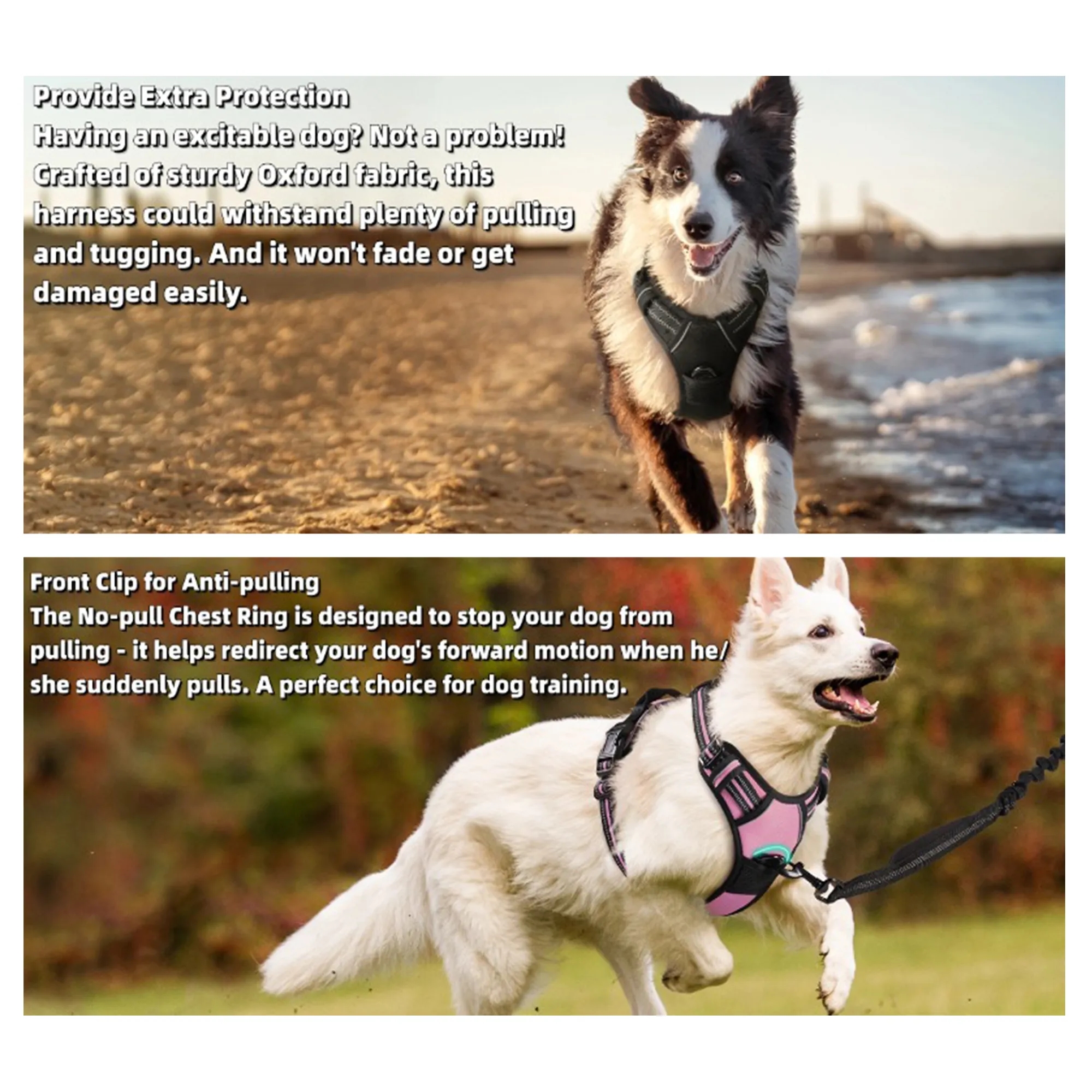 Adjustable Dual Reflective Dog Harness Vest Leash Set 6