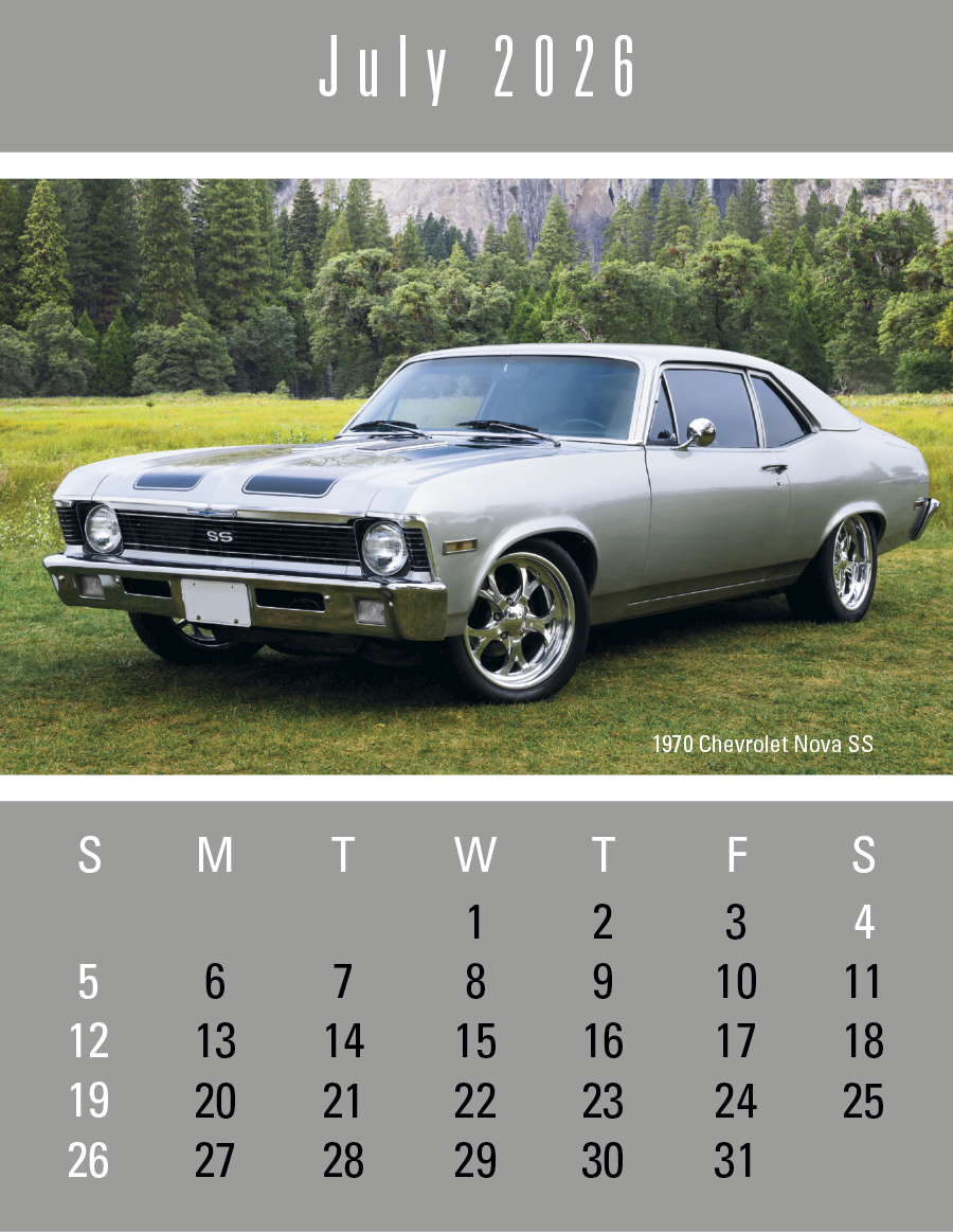 4C Press-N-Stick Header Cruisin’ Cars Calendar 13-Month