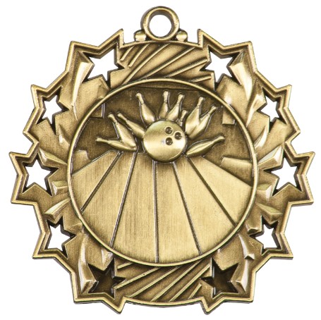 Bowling Ten Star Medal, 2-1/4" 2