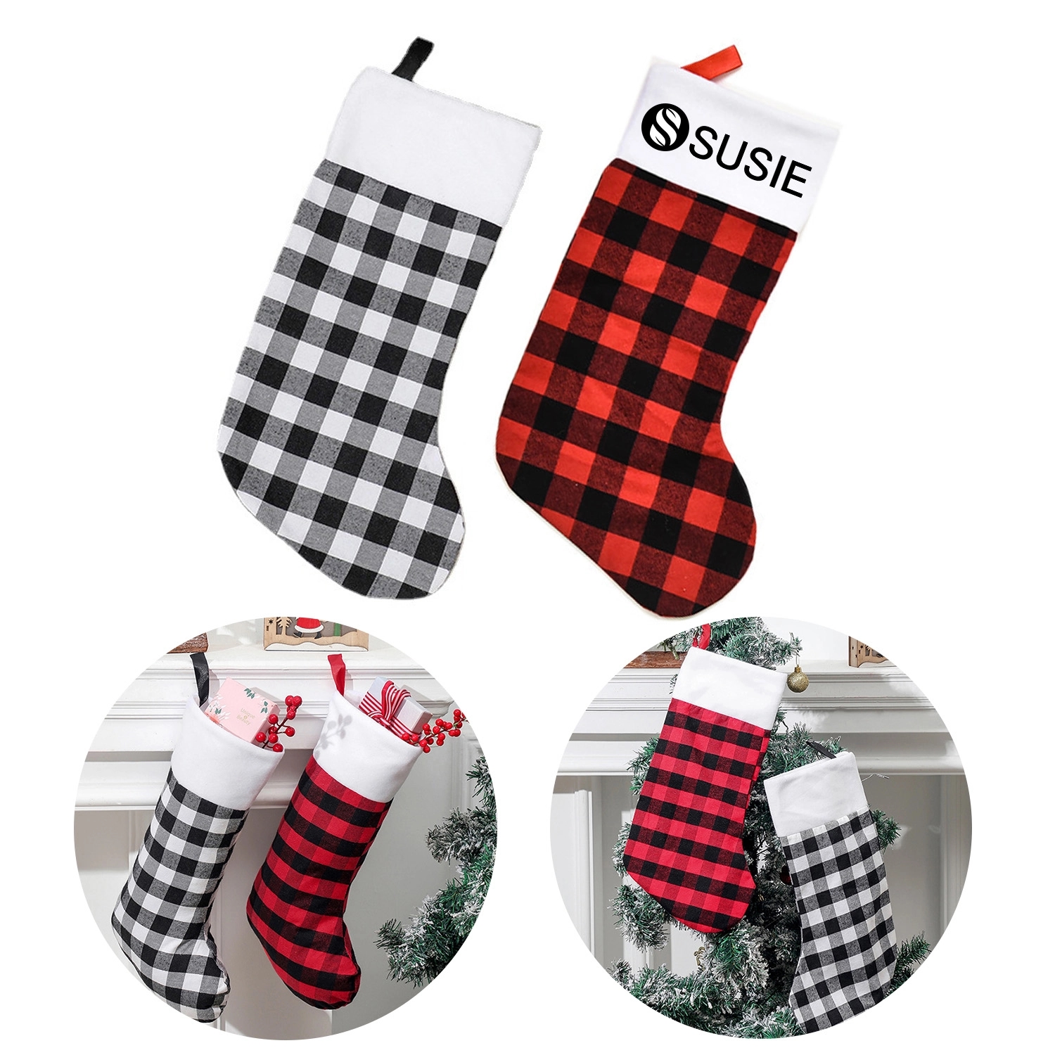 Buffalo Plaid Christmas Stockings 1