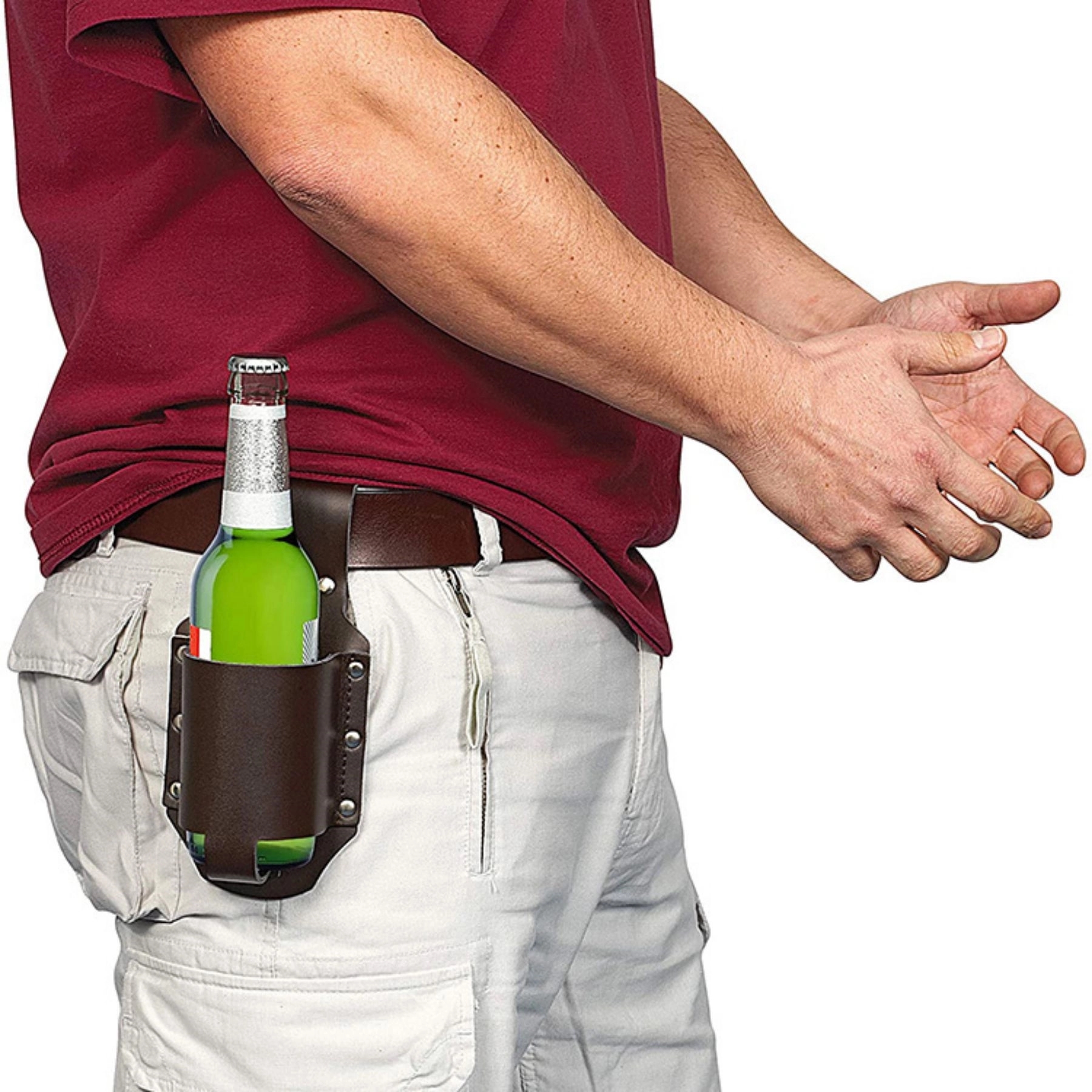 Classic Beer Holster Leather Pu Belt Brown Black 4