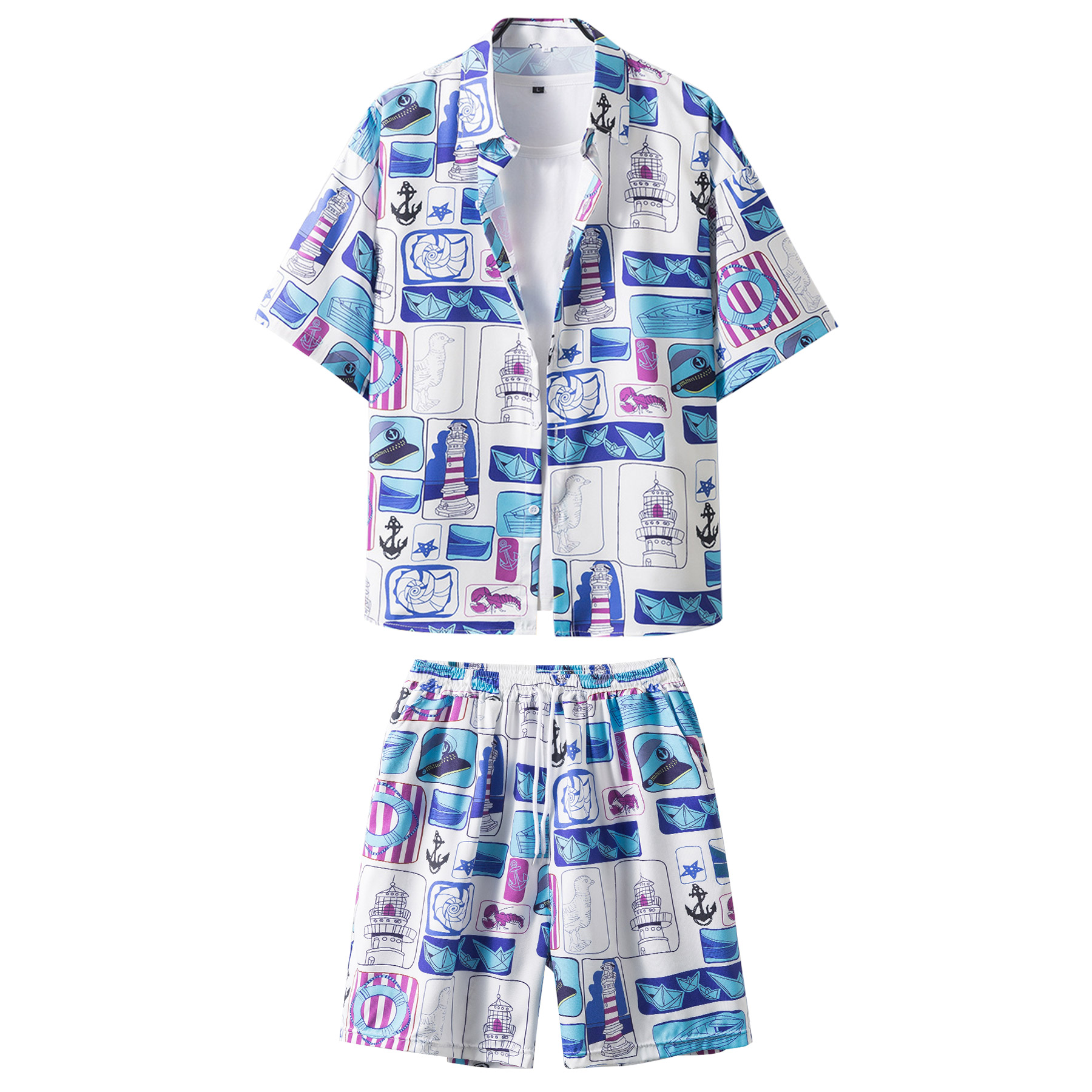 2 Pieces Hawaiian Shirts And Shorts Sets 8