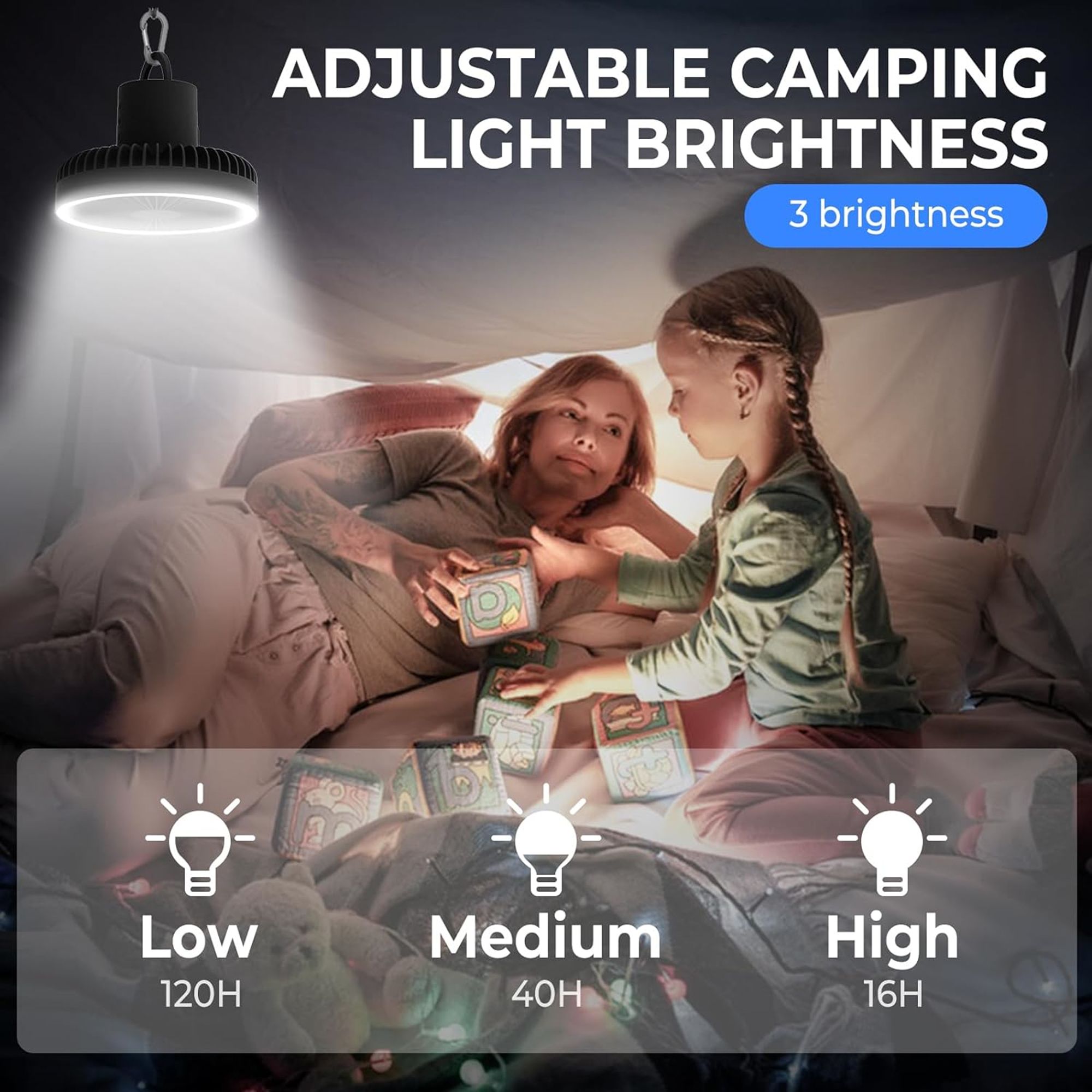 Camping Fan With LED Lantern 4