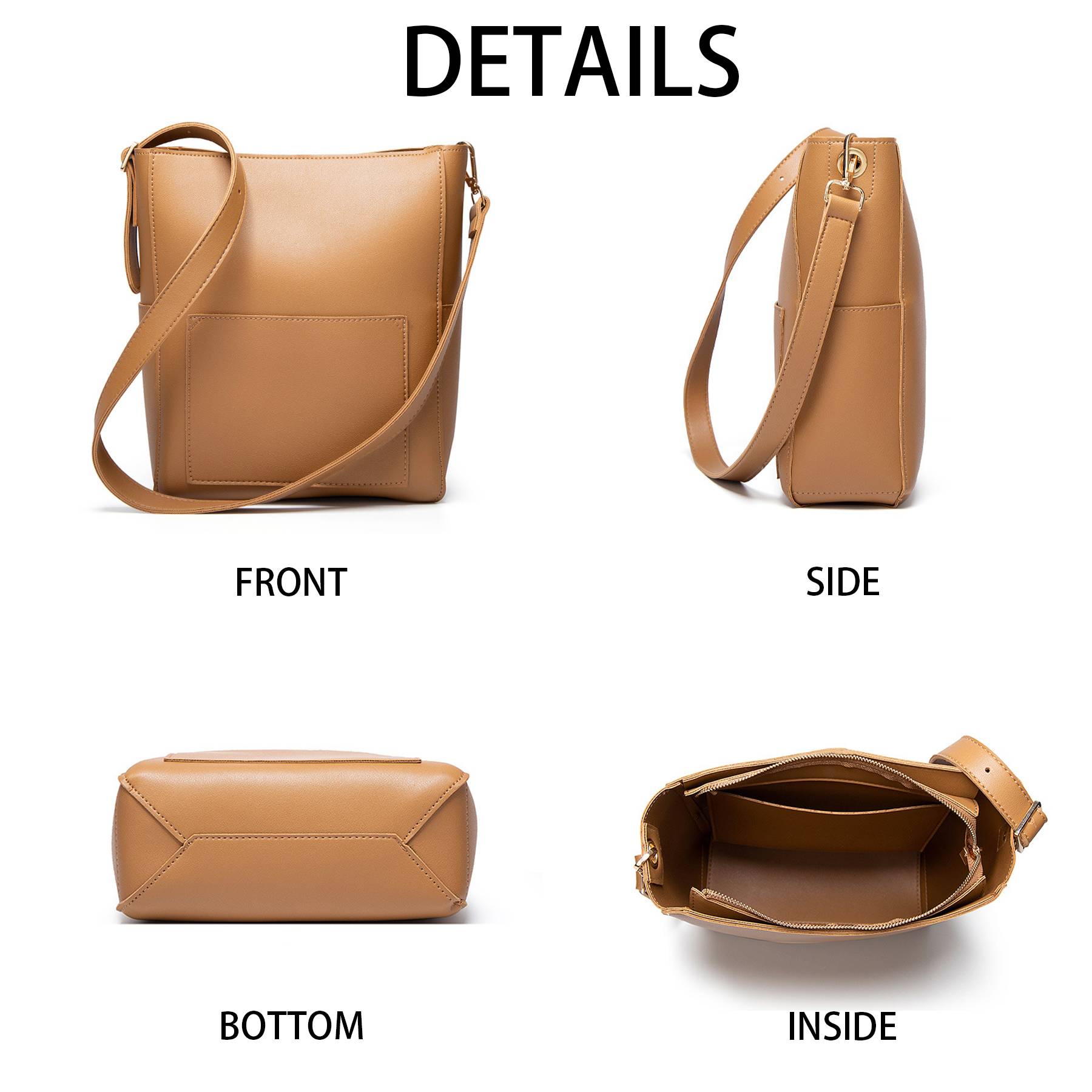 PU Simple vintage bucket tote cross-body bag 5