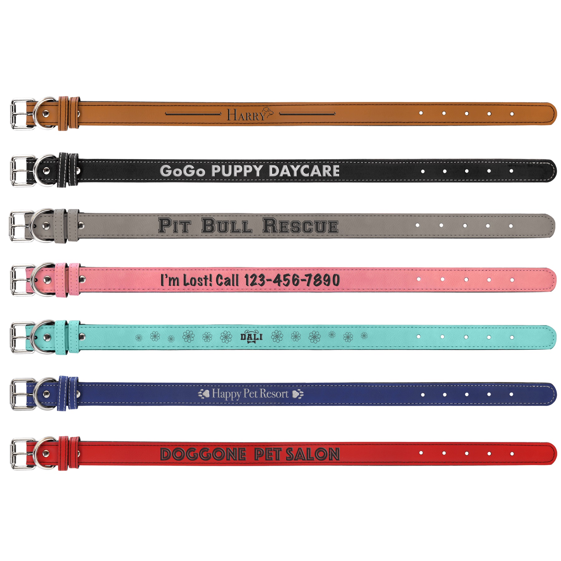 23" x 1" Black/Silver Leatherette Dog Collar 2