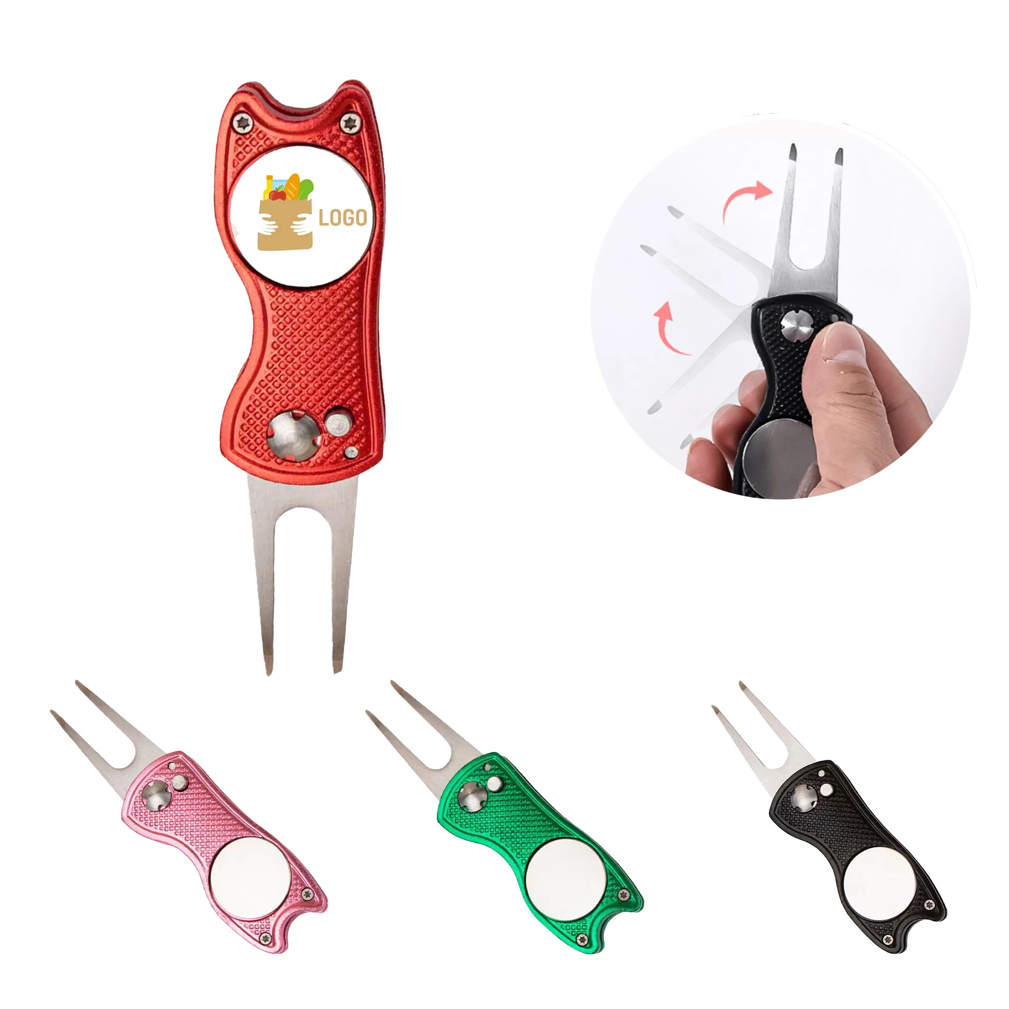 Premium Foldable Golf Divot Tool-Stainless Steel & Aluminum 1