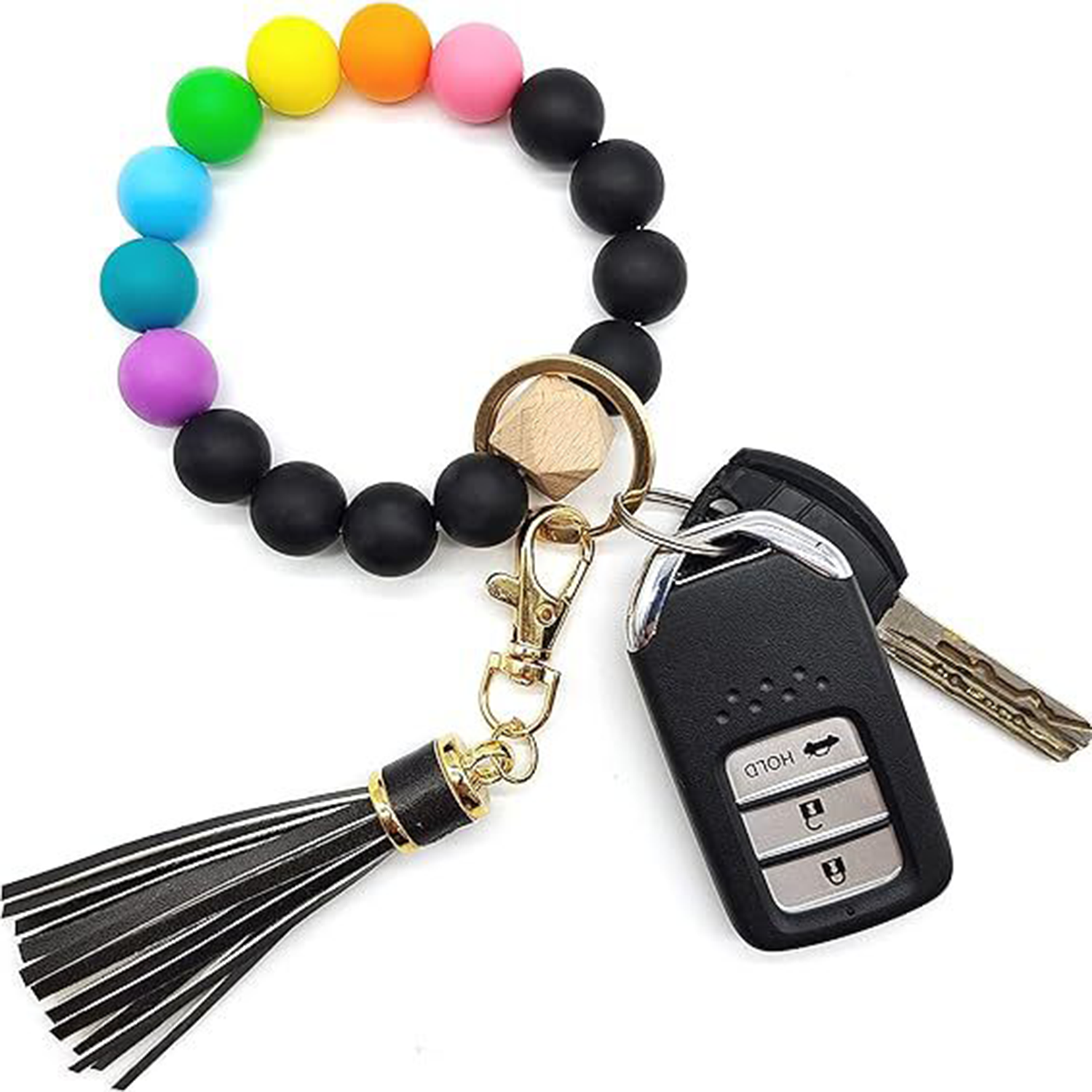 Leather Tassel With Silicone Bead Women's Keychain 4