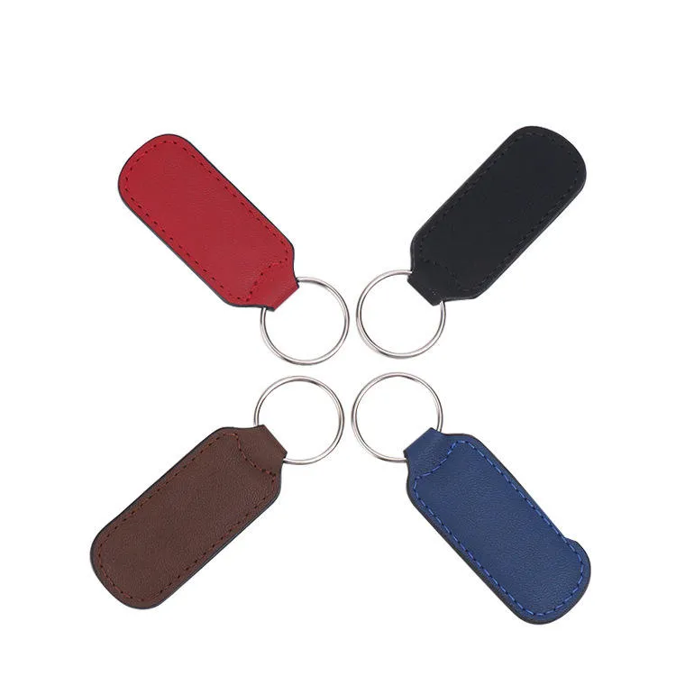 50 MOQ PU Leather Double-Sided Keychain - Durable Key Ring 4