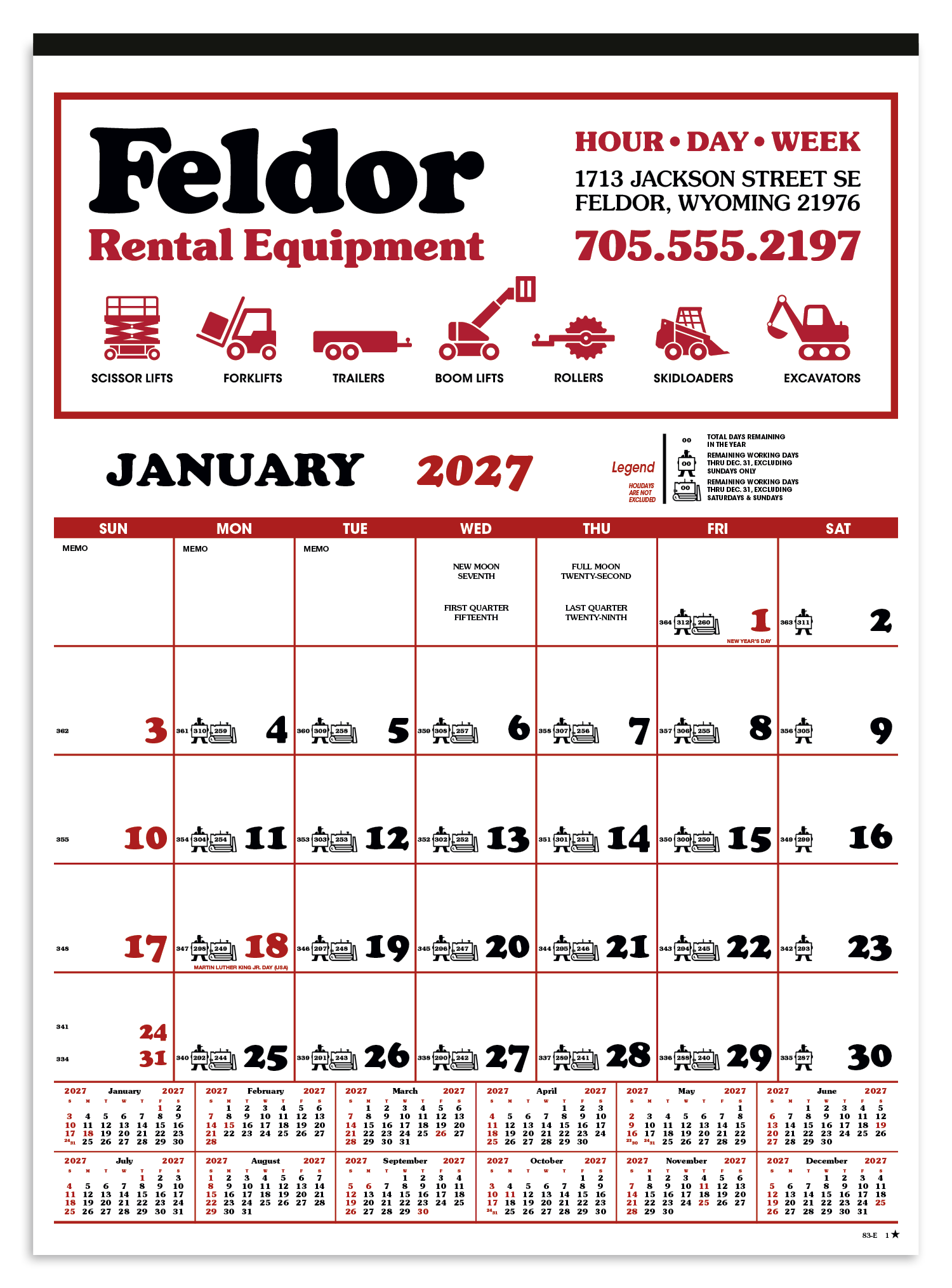 Skinner & Kennedy® Contractor's 12-Sheet Calendar 10