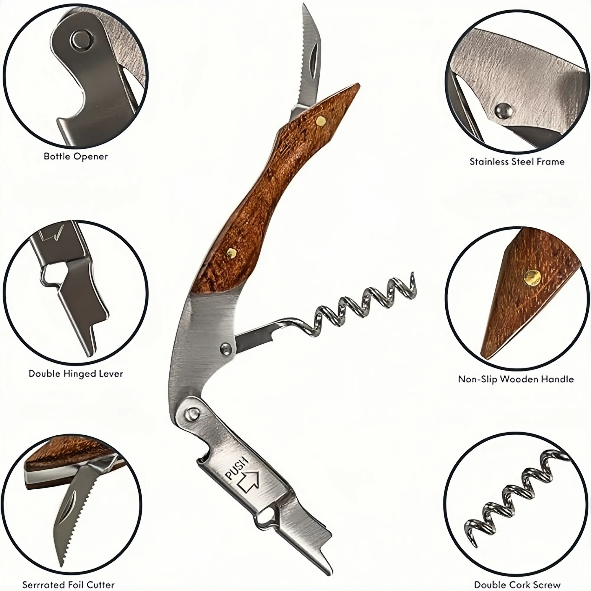 Stainless Steel Wine Opener - Ergonomic Corkscrew 6