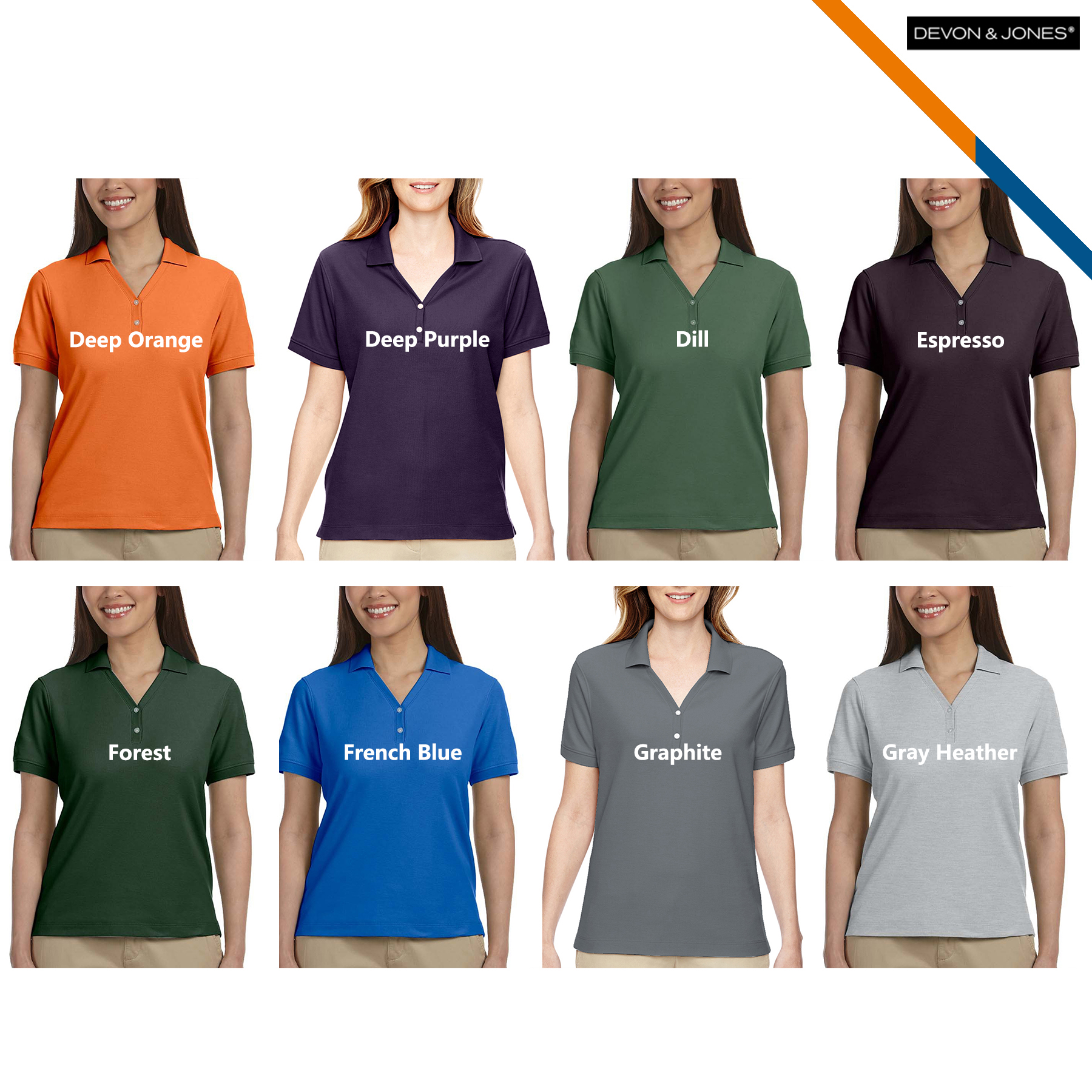 Devon & Jones® Ladies' Y-Collar Polo Shirts 9