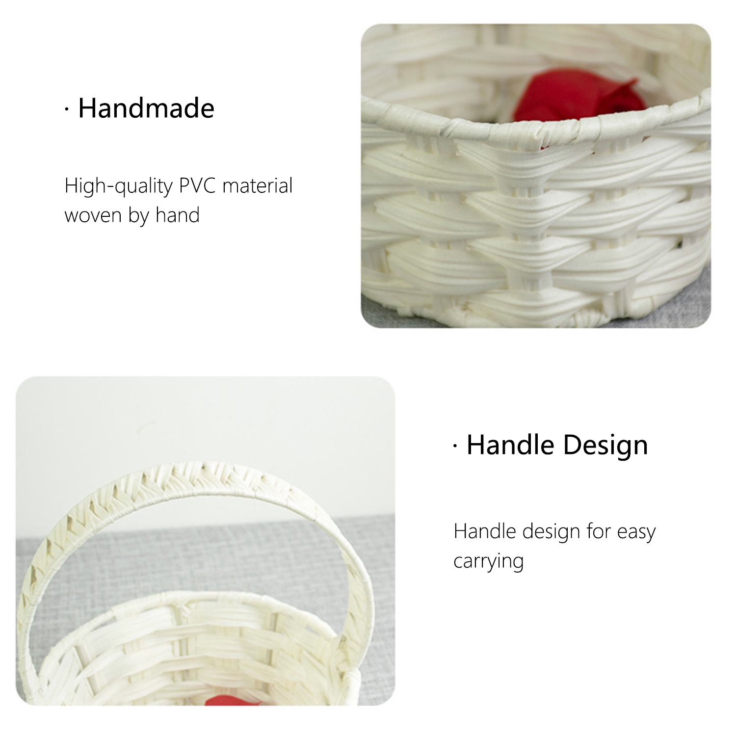 Rustic Style Small white Children Handheld Flower pvc Basket 5