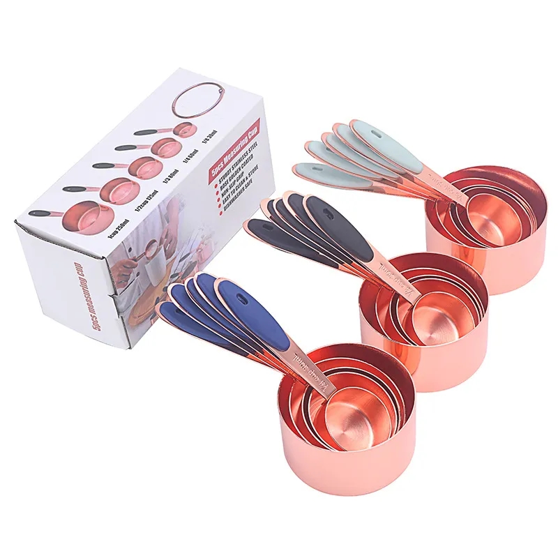 Rose gold stainless steel 5-piece measuring cup set 3