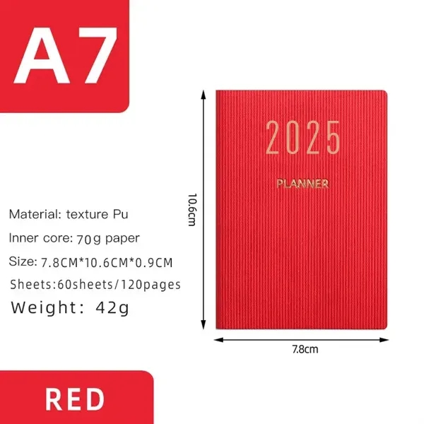 2025 A7 Faux Leather Weekly Planner Notebook 2
