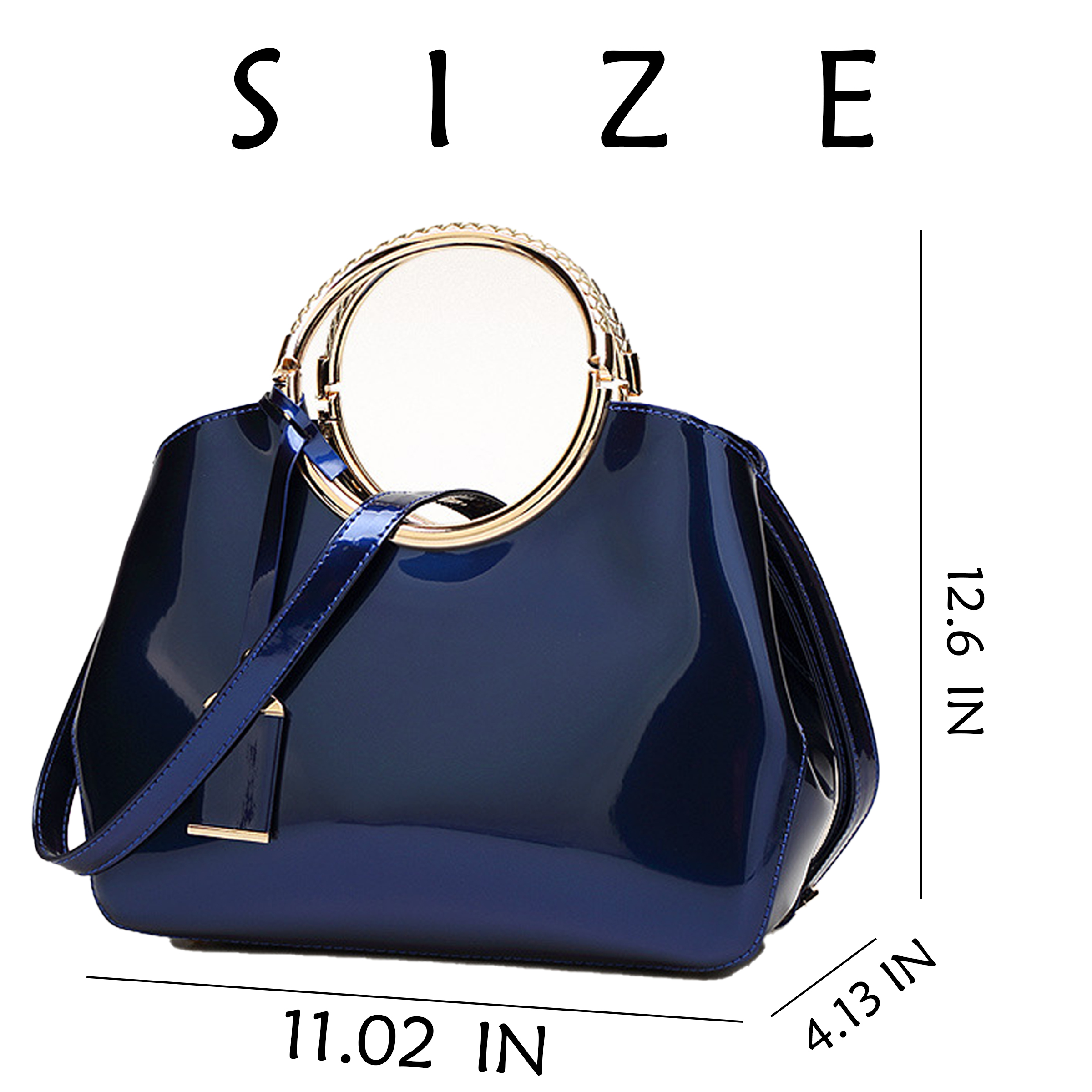 Pu Solid Color Glossy Handbag 7