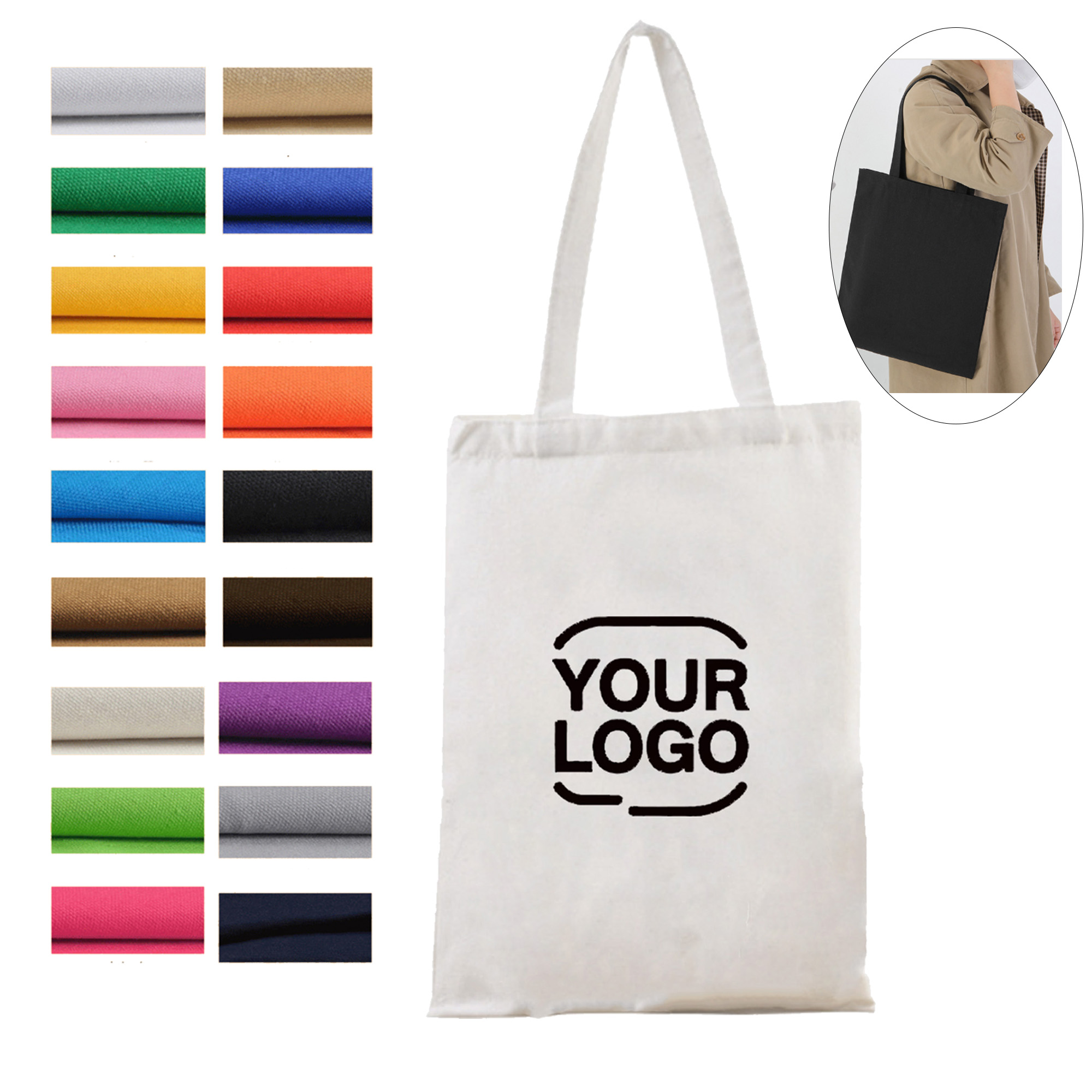 Solid Color Cotton Bag, custom tote bag with logo imprint 2