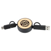 FSC® 100% Bamboo Retractable 5-in-1 Charging Cable 4