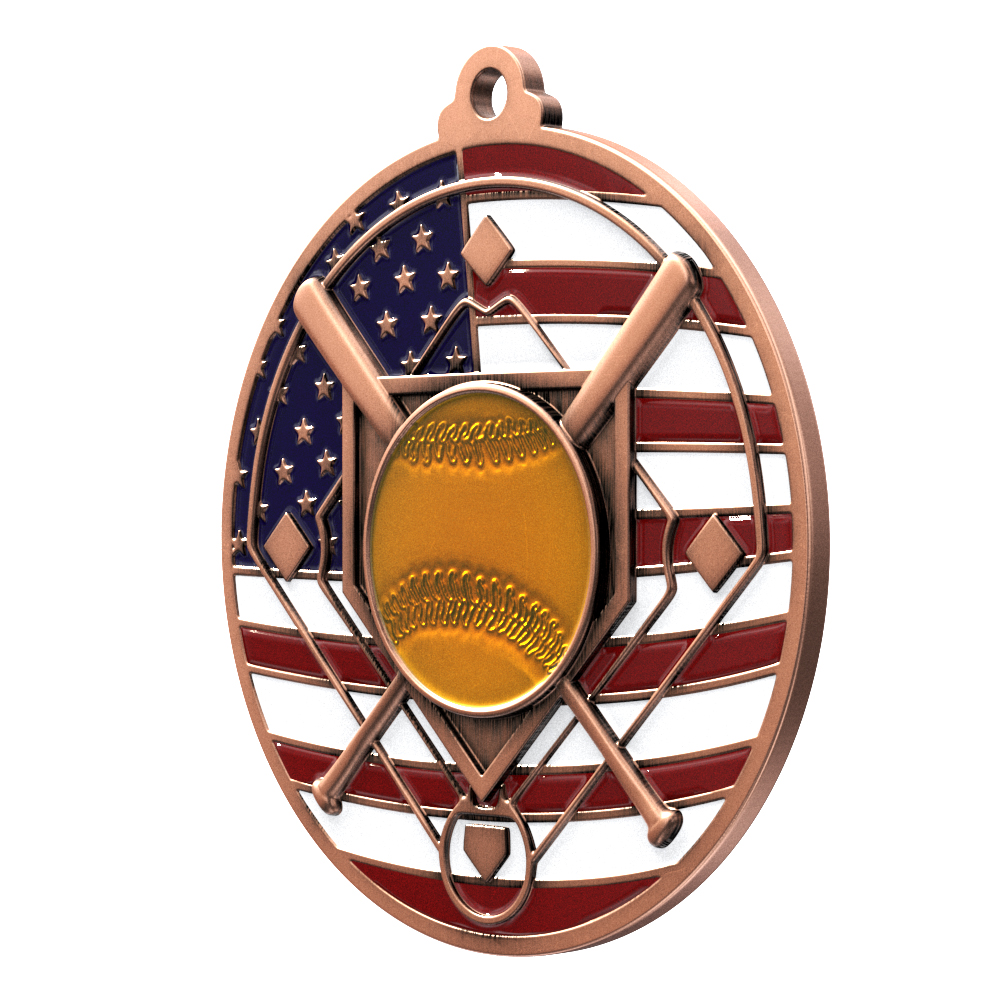 Softball Patriotic Medallion (2-3/4") 1