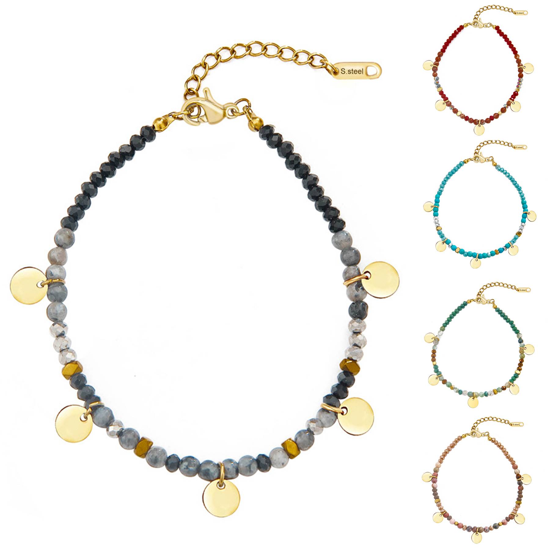 Stainless steel hand-beaded bracelet 15