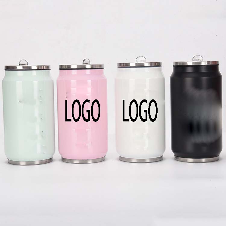 Can Shape Stainless Steel Insulated Water Bottle w/ Straws---10 oz 1