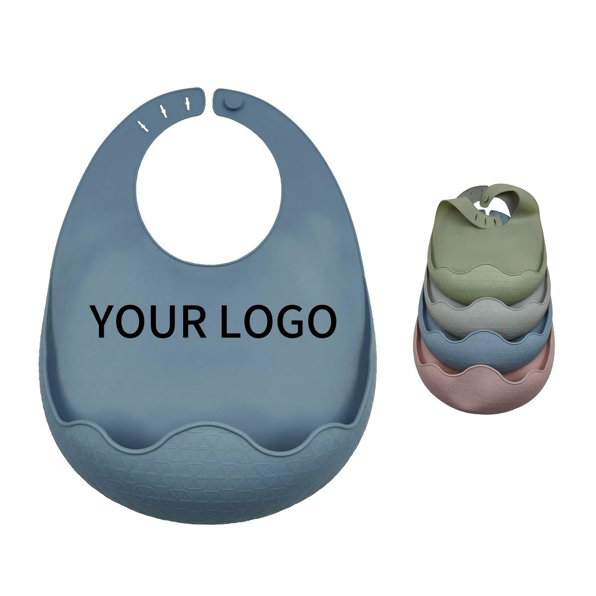 Reusable Silicone Baby Bib with Large Food Pocket 2