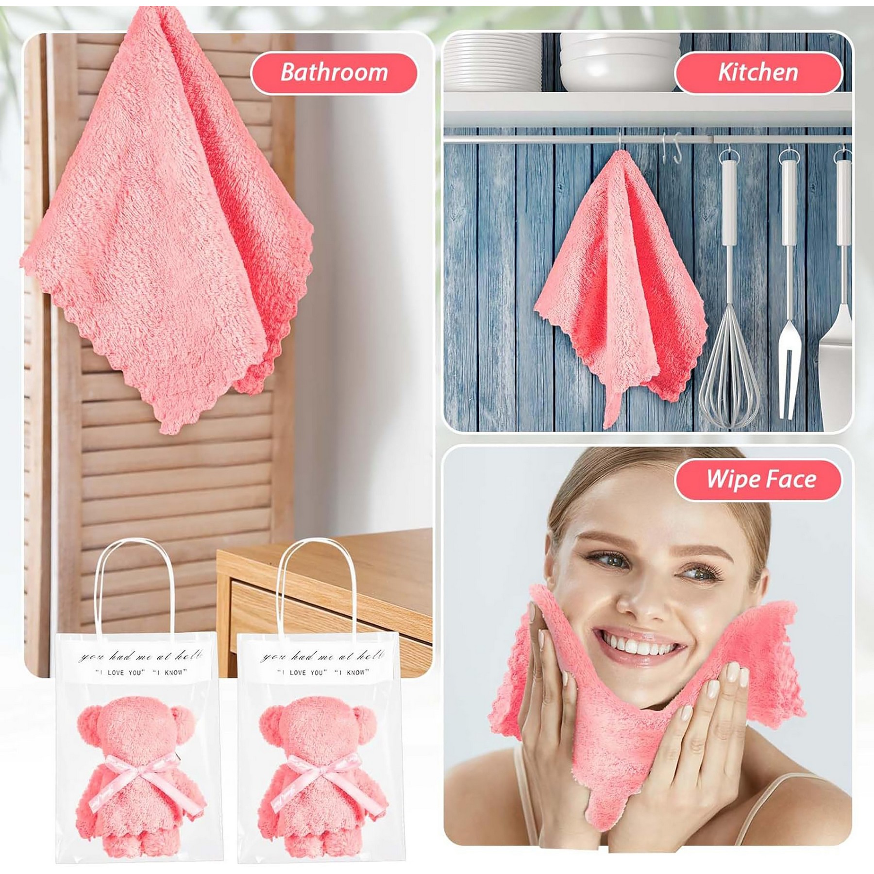 Coral Fleece Creative Bear Shaped Towel With Gift Bag 1