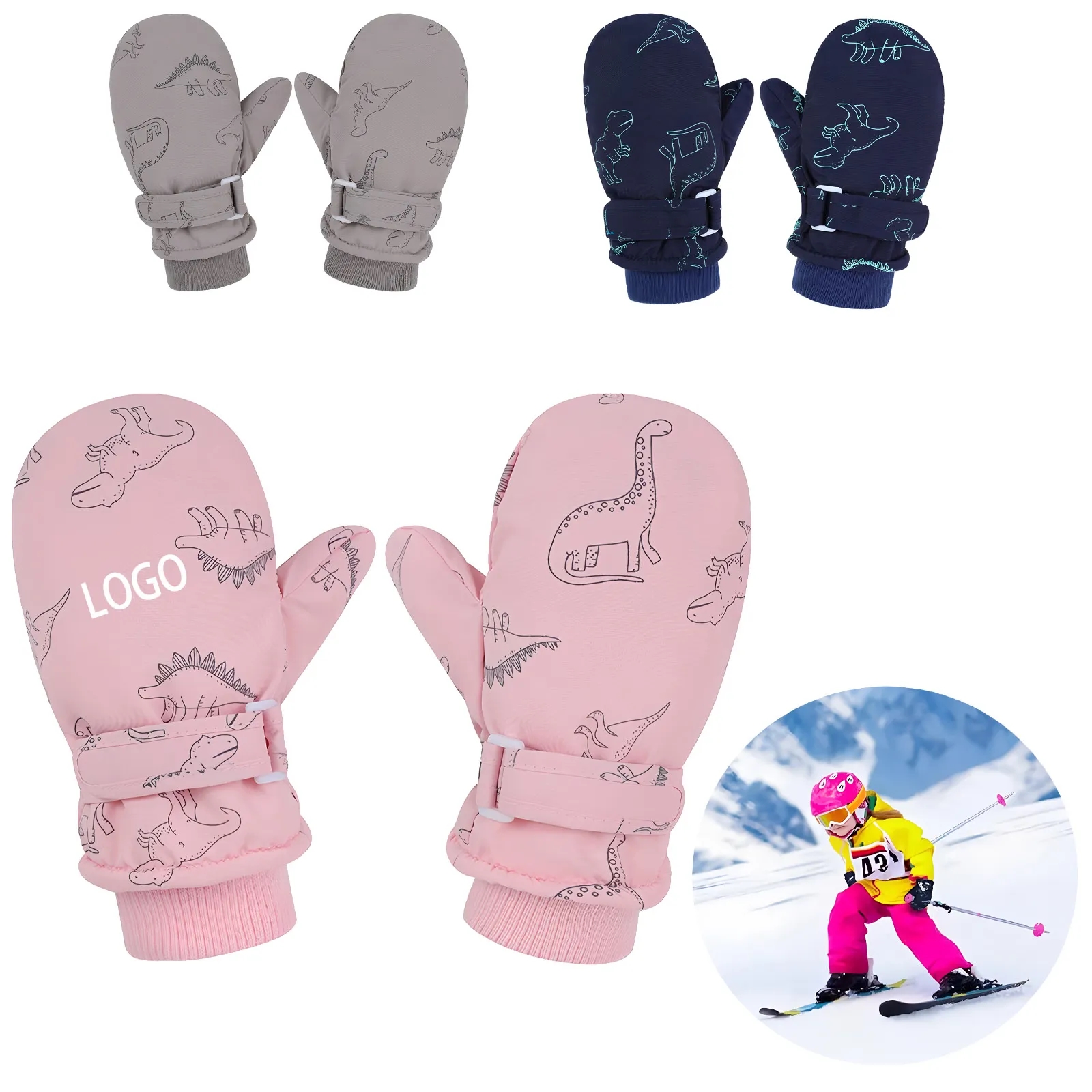 Wholesale Custom Toddler Mittens Fleece Lined Waterproof Winter Gloves Bulk Order 4
