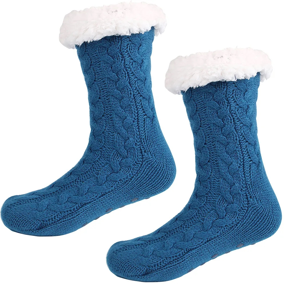 Cozy Fuzzy Fleeced Lined Socks With Grippers 3