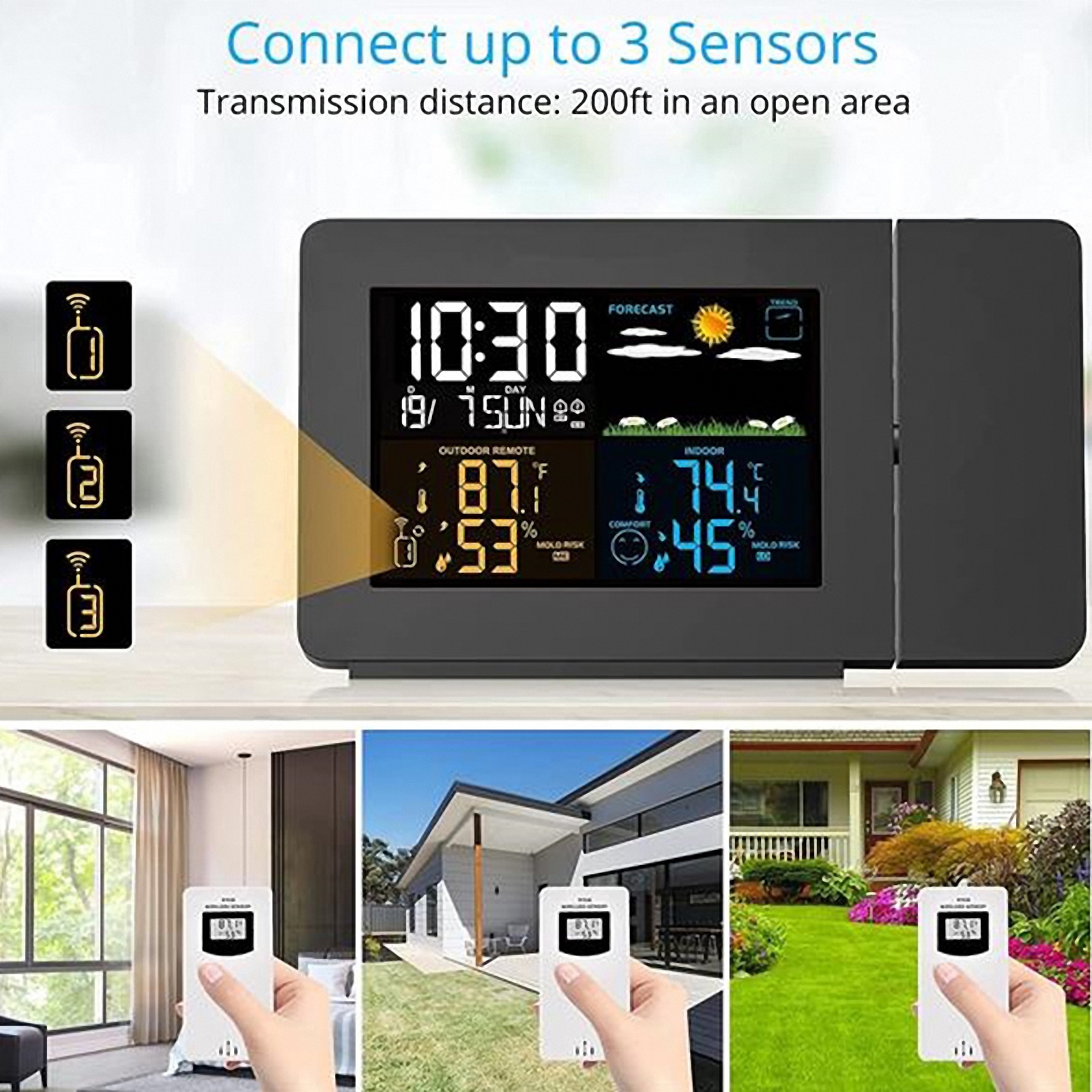 Digital Projection Alarm Clock with Weather Station 2