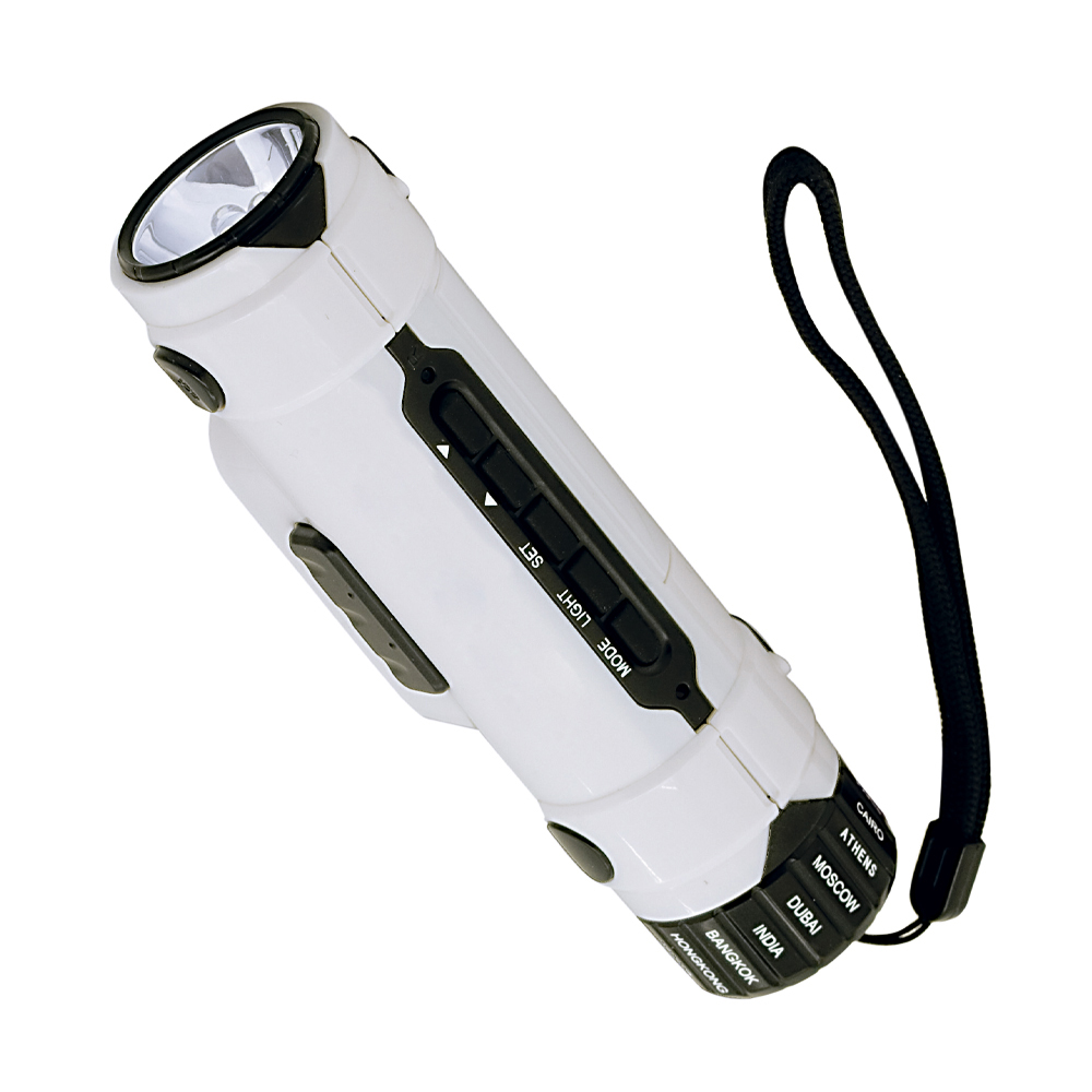 World Time Travel Alarm Clock w/LED Flashlight 3